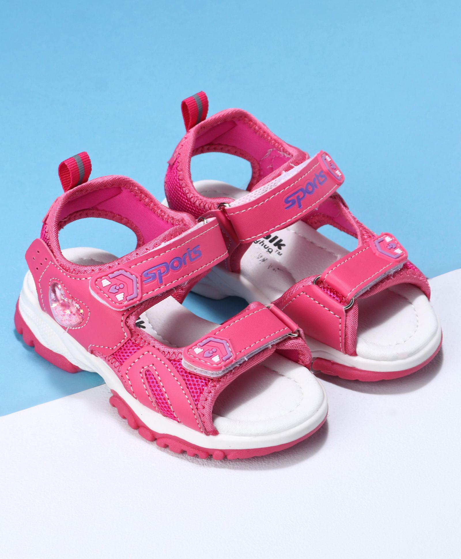 Cute Walk by Babyhug Velcro Sandals Sports Print - Fuchsia-image-20
