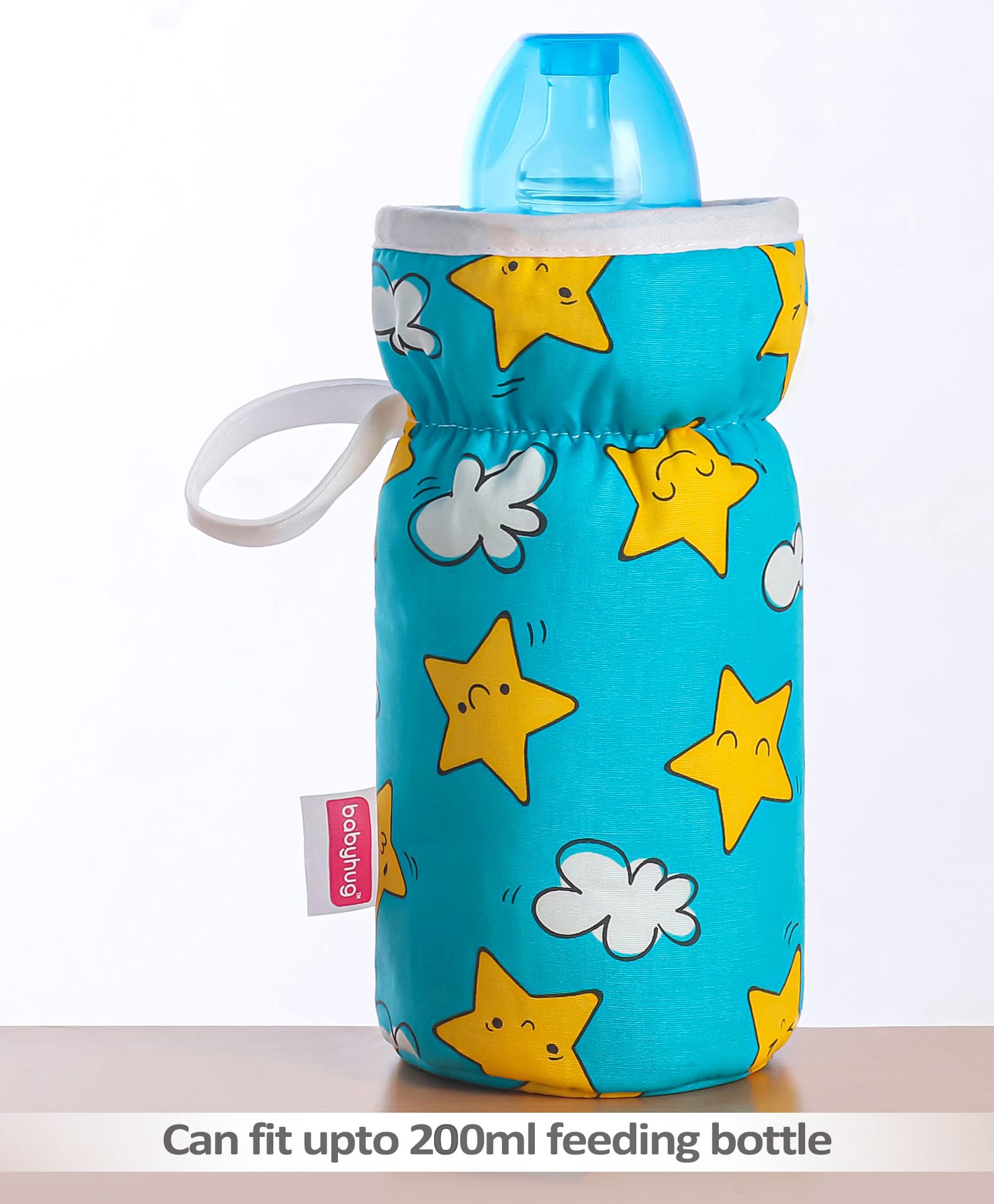 Babyhug Bottle Cover with Star Cloud Print Medium Blue - Fits Upto 120 ml to 260 ml Bottle-image-6