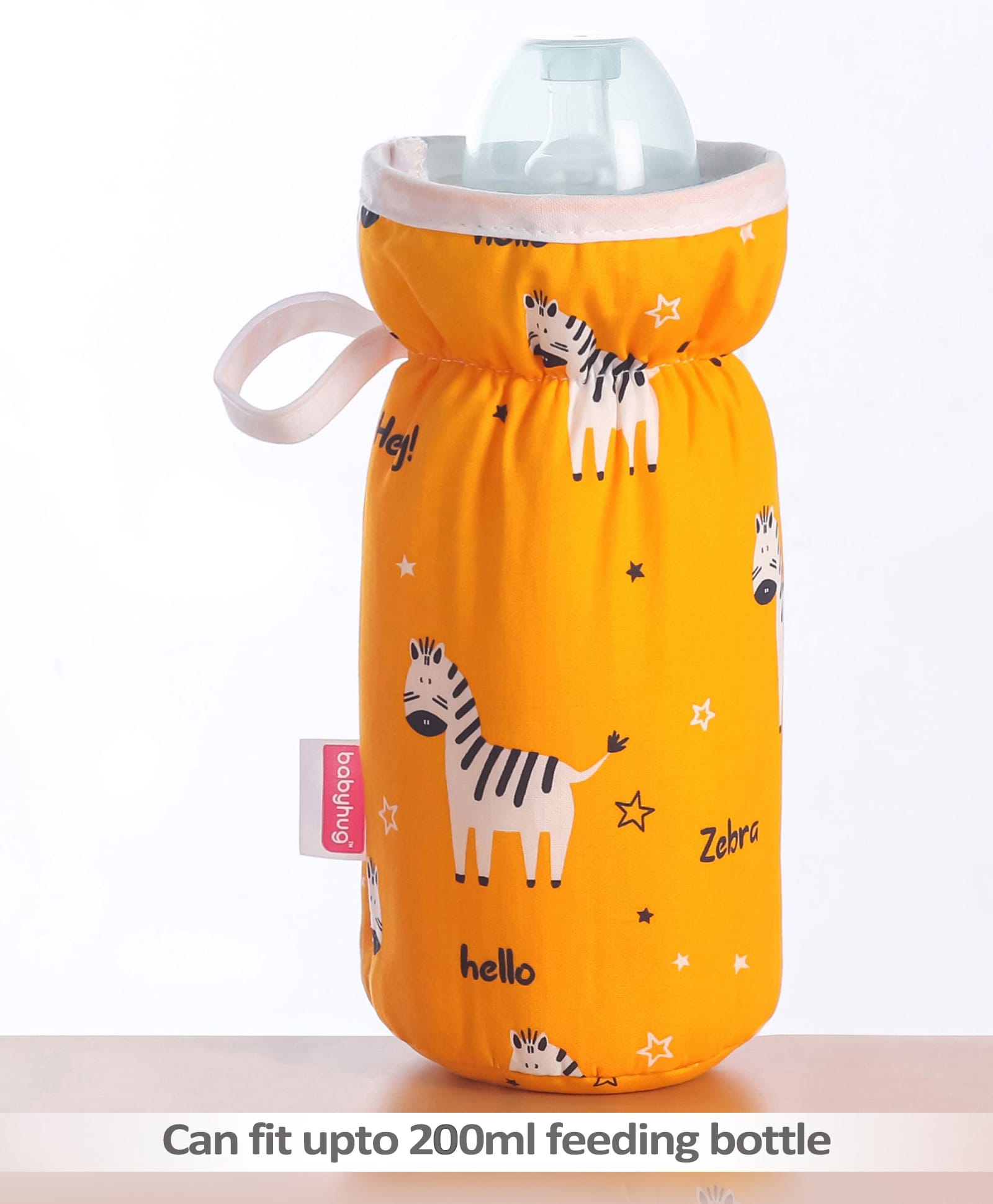 Babyhug Bottle Cover Zebra Print Medium Orange - Fits Upto 120 ml to 260 ml Bottle-image-1