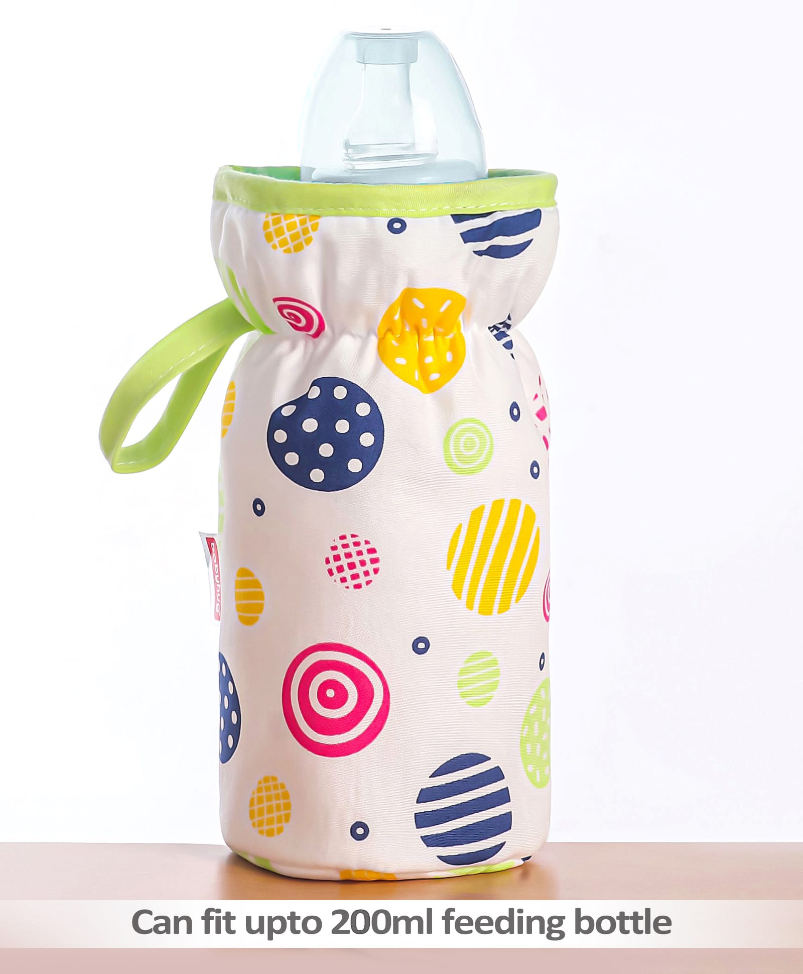 Babyhug Bottle Cover With Circle Print Medium White - Fits Upto 120 ml to 260 ml Bottle-image-48