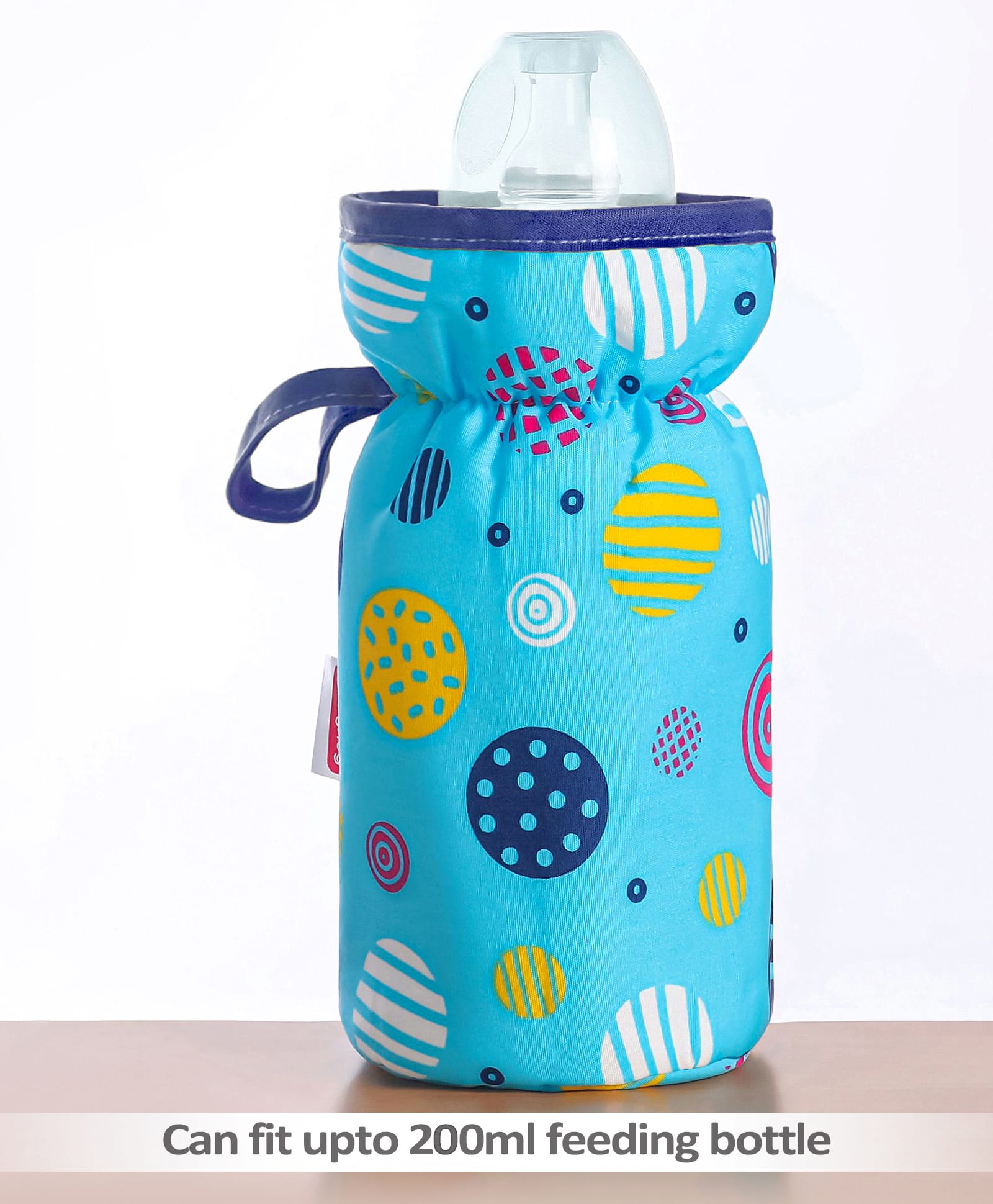 Babyhug Bottle Cover With Circle Print Medium Blue - Fits Upto 120 ml to 260 ml Bottle-image-5