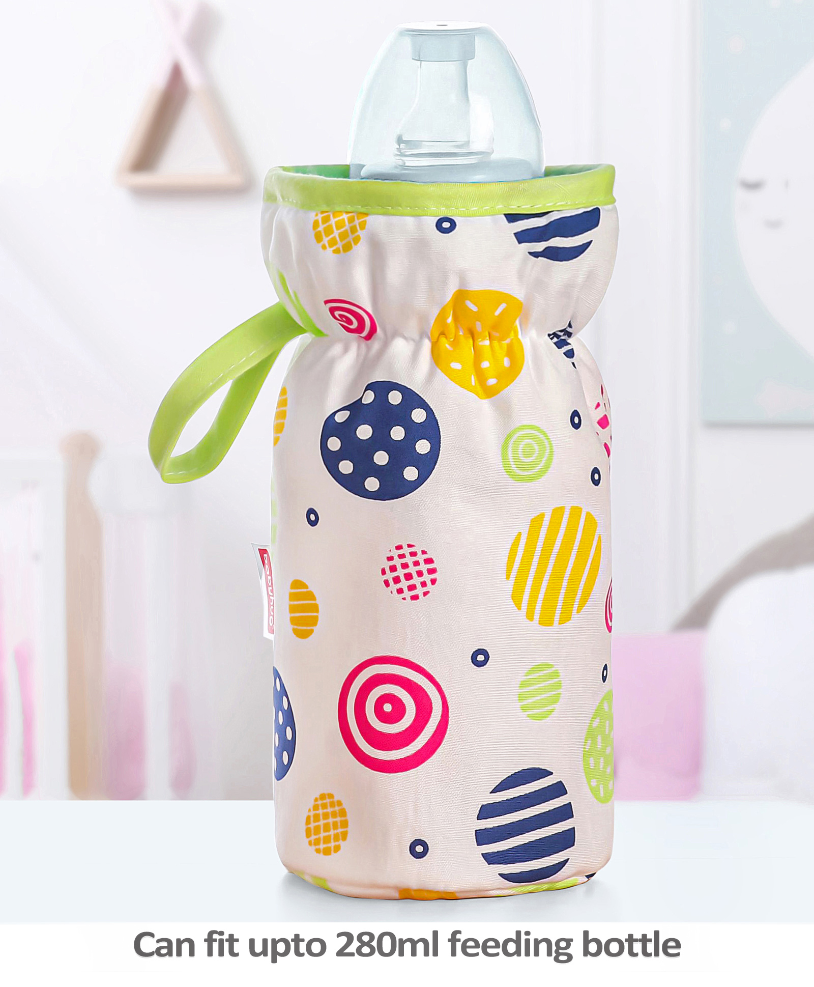 Babyhug Bottle Cover Circle Print Large White - Fits Upto 330 ml Bottle-image-43