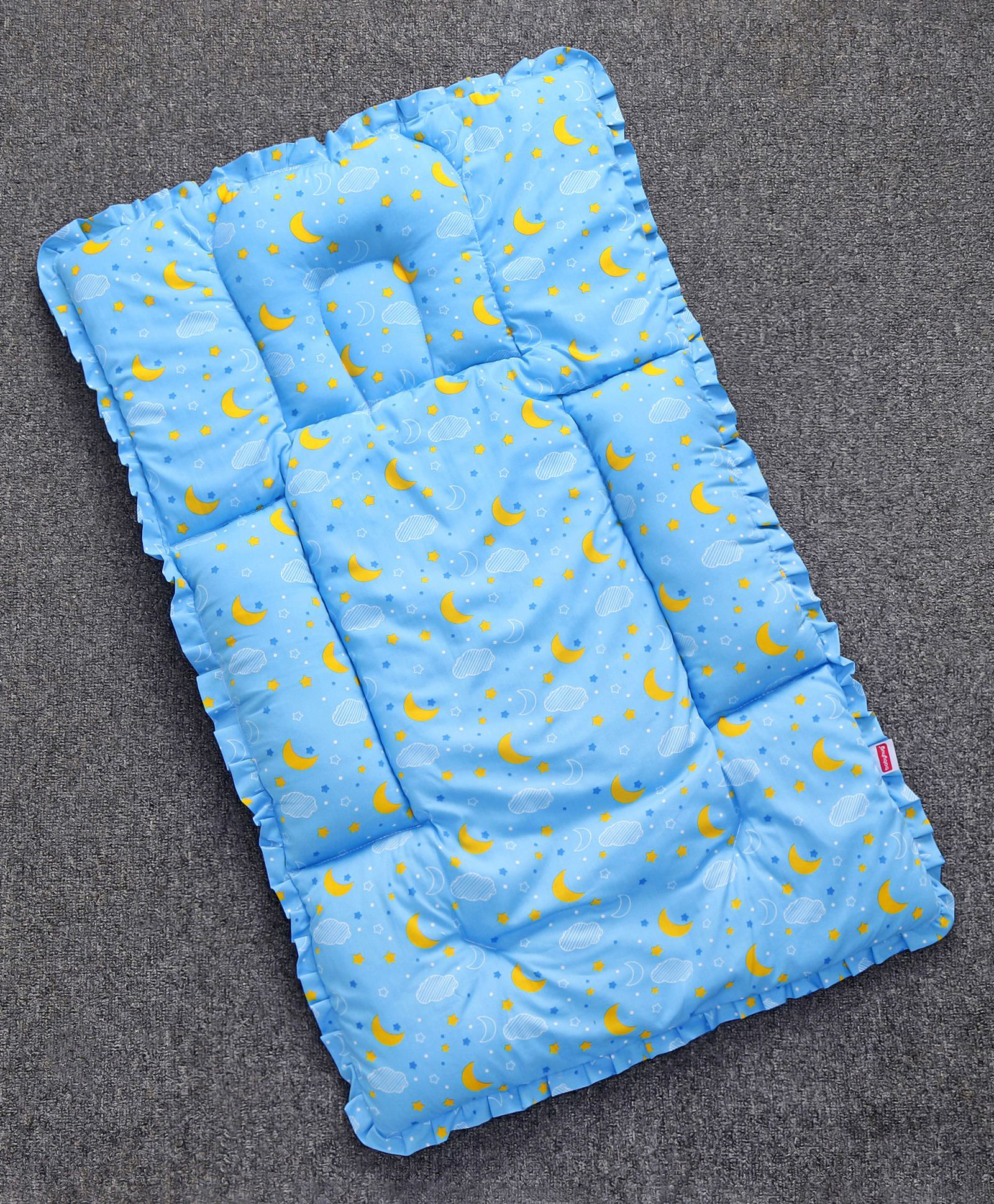 Babyhug Cotton Fix Pillow Mat Moon Print - Blue-image-17