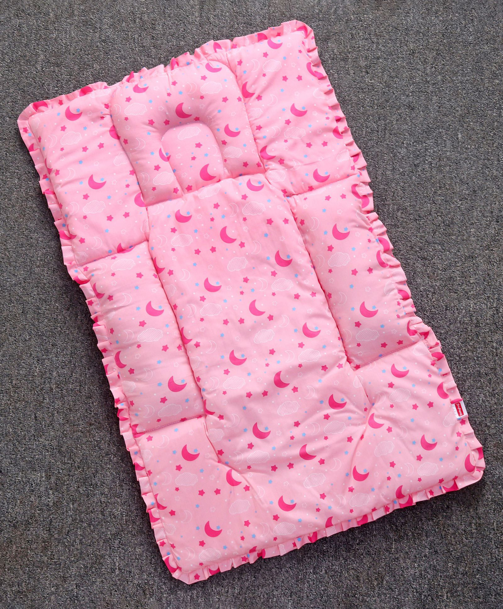 Babyhug Cotton Fix Pillow Mat With Moon Print - Pink-image-18