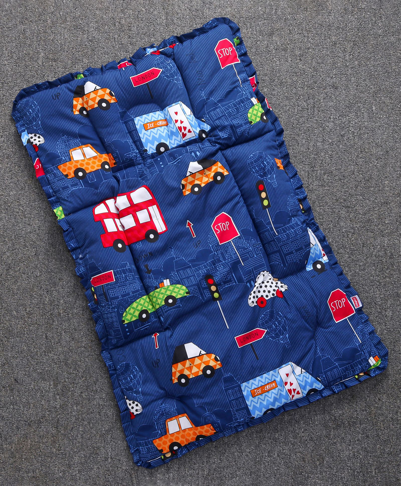 Babyhug Rectangle Shape Fixed Pillow Mat Bus Print - Blue-image-15