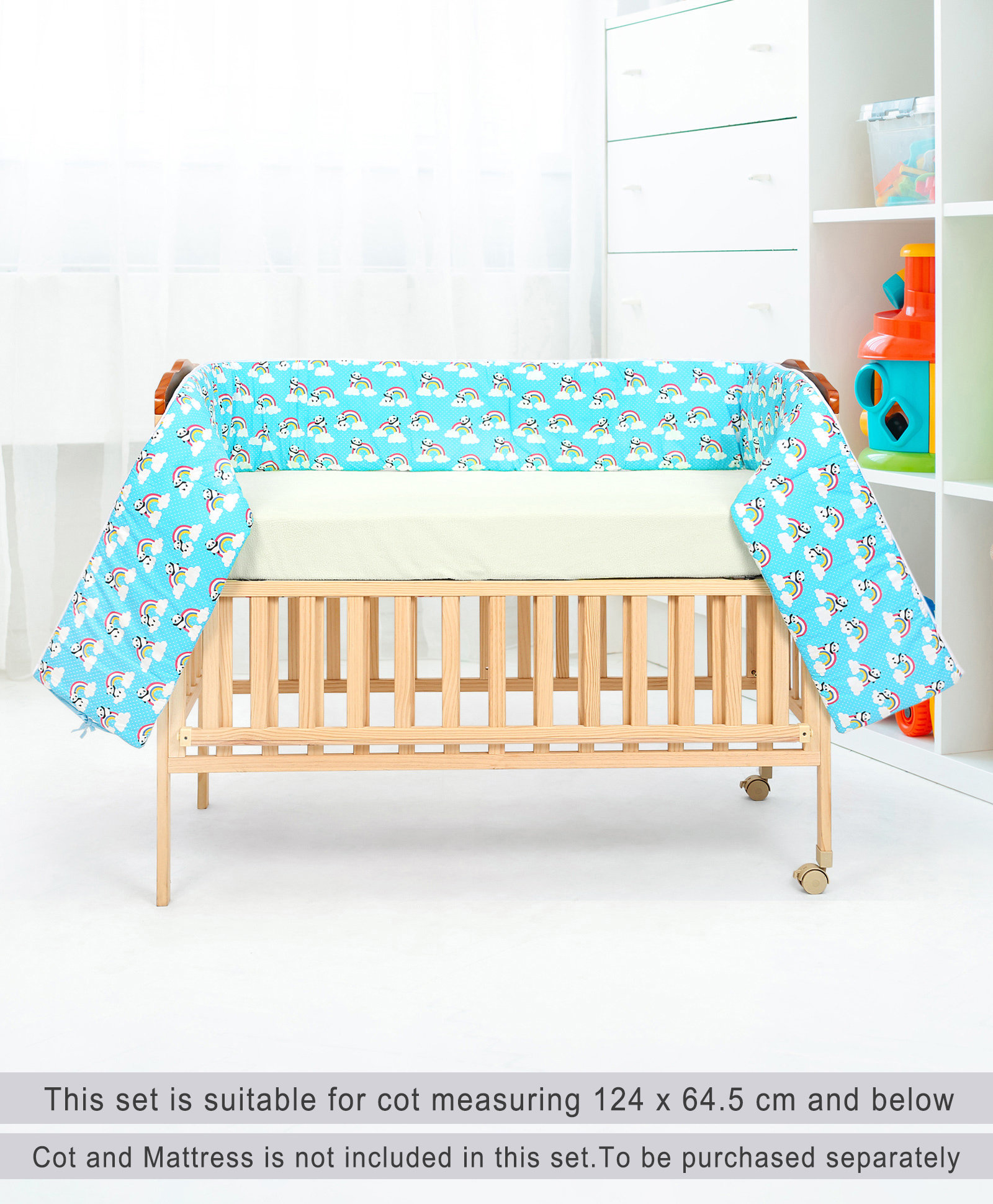 Babyhug Cot Bumpers Panda Print - Blue-image-46