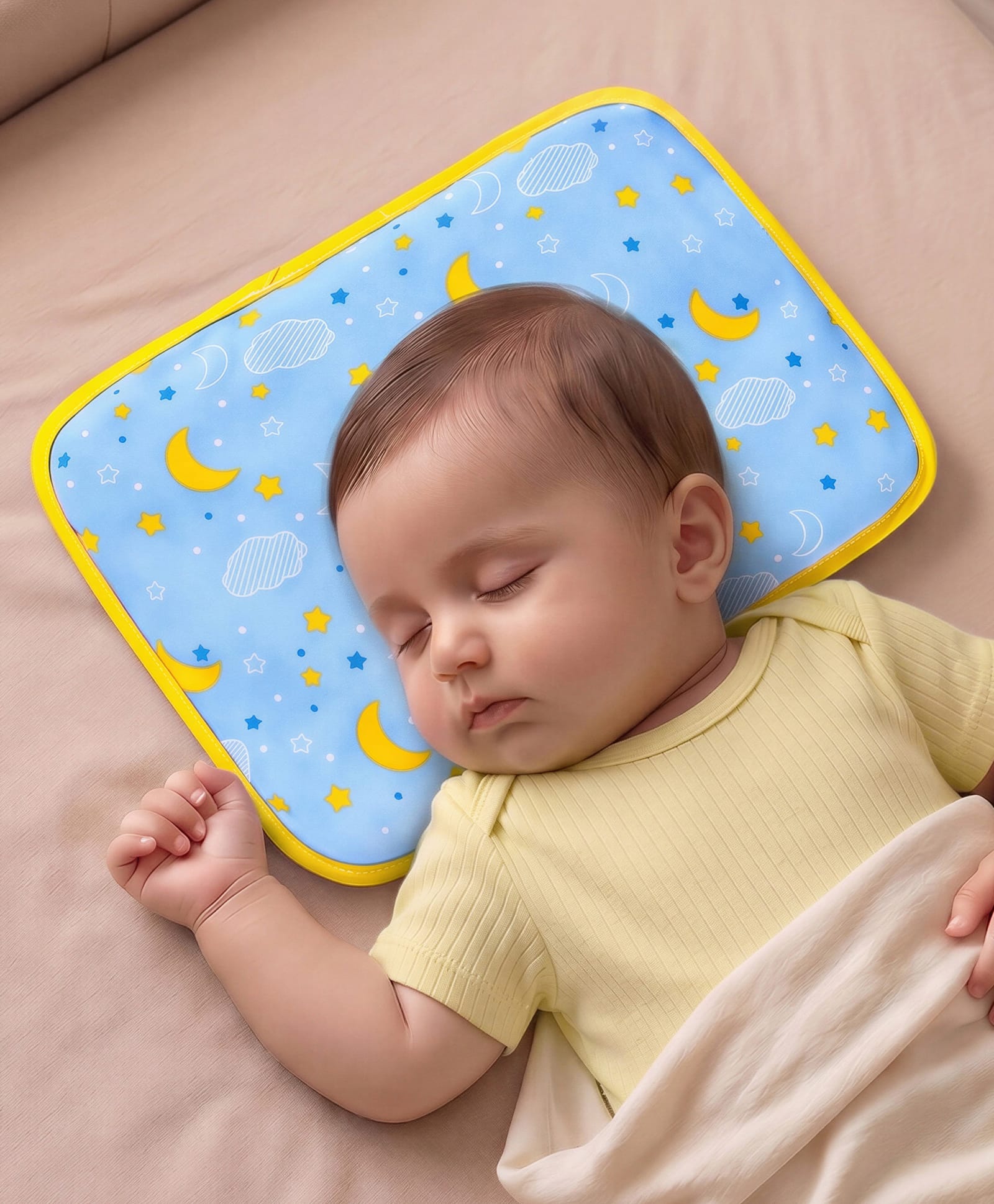 Babyhug Head Shaping Mustard Seed Rai Pillow Moon Print- Blue-image-24