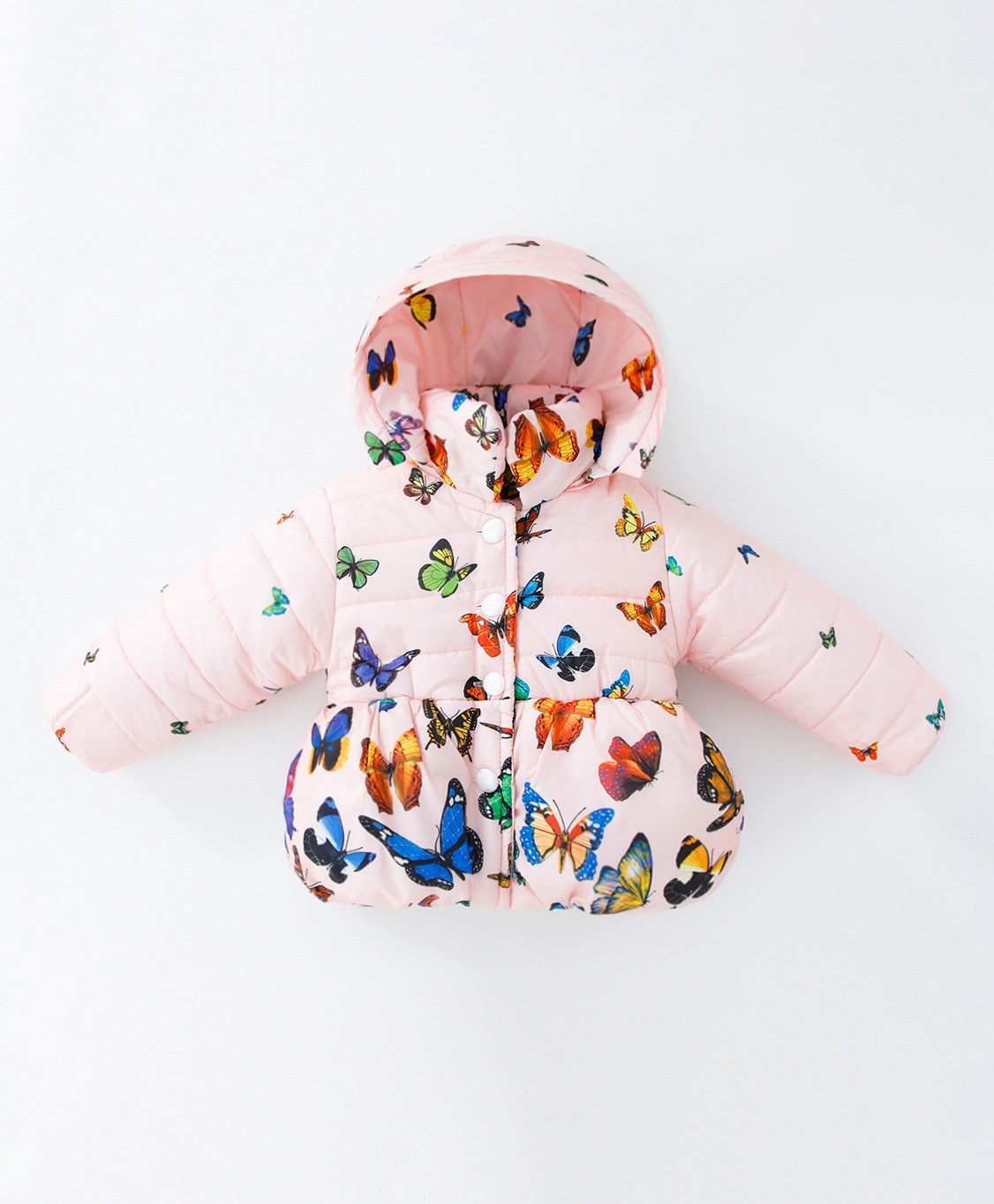 Kookie Kids Full Sleeves Padded Winter Jacket Butterfly Prints - Pink-image-29
