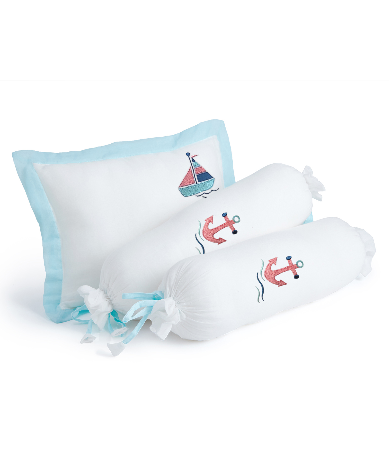 The White Cradle Cot Pillow 2 Bolsters Set with Fillers White  - Anchor-picture-11