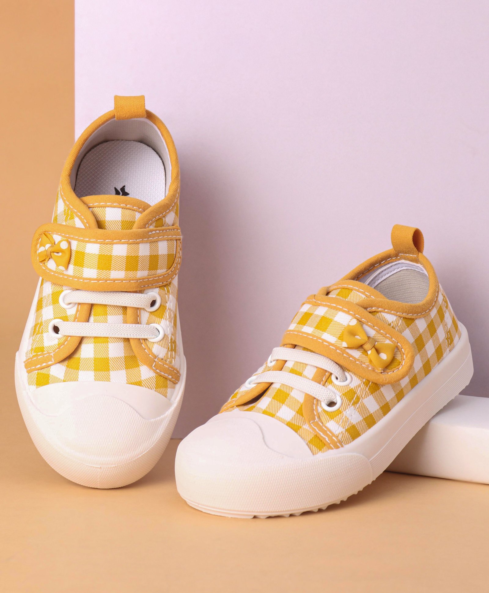 Cute Walk by Babyhug Checked Casual Shoes with Velcro - Yellow-picture-26