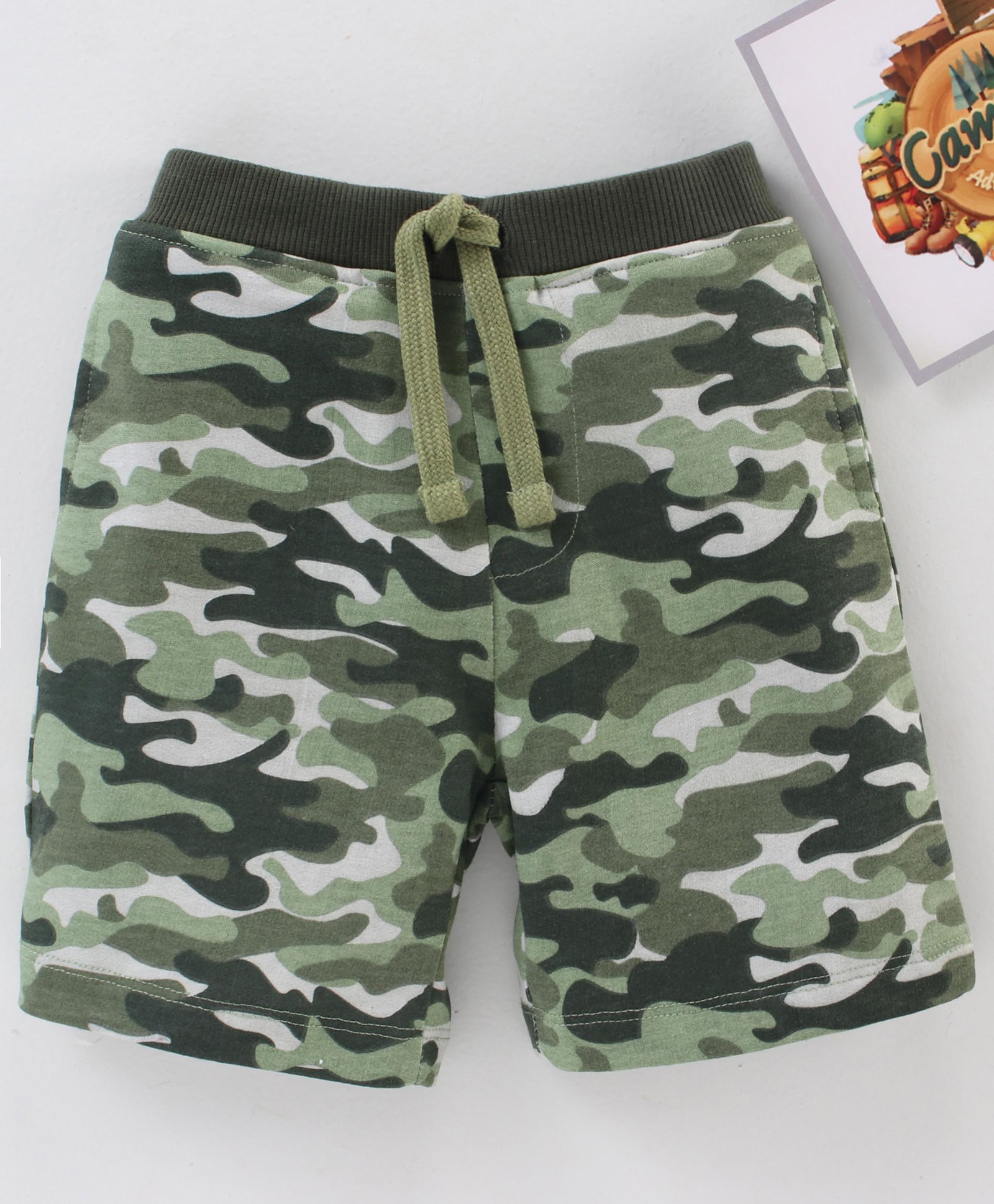 Babyhug Knit Knee Length Shorts Printed - Green-image-13