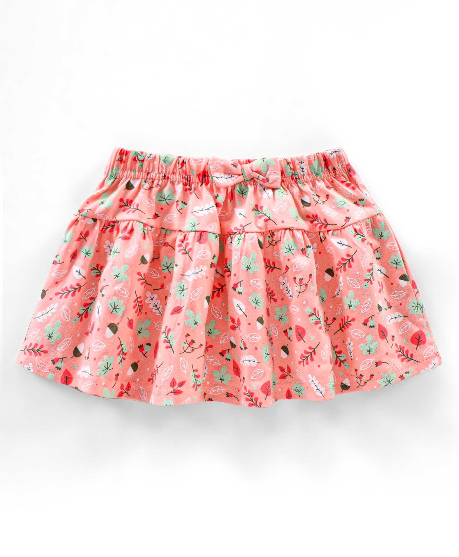 Babyhug Knit Mid Thigh Skirt Floral Print With Bow - Light Pink-picture-14
