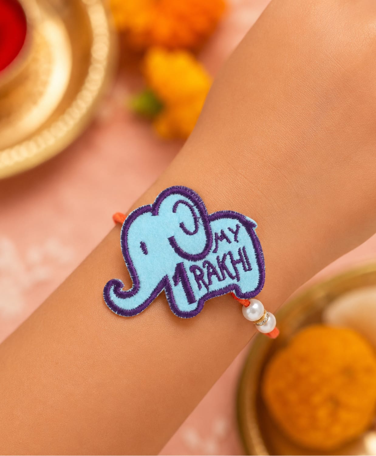 the magic wand TMW Kids My First Rakhi Elephant Applique Rakhi - Blue-picture-18