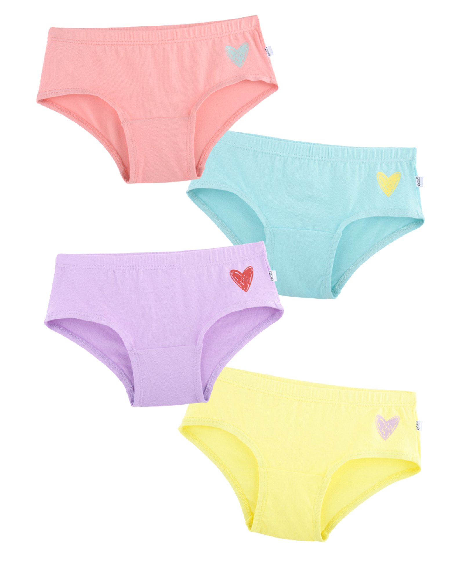 Plan B Pack Of 4 Heart Placement Printed  Underwear - Lavender Peach Mint Green & Lemon Yellow-picture-46