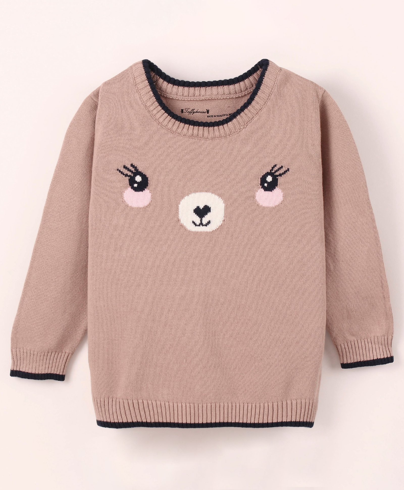 ToffyHouse Full Sleeves Winter Wear T-Shirt Kitty Face Print- Purple-image-37
