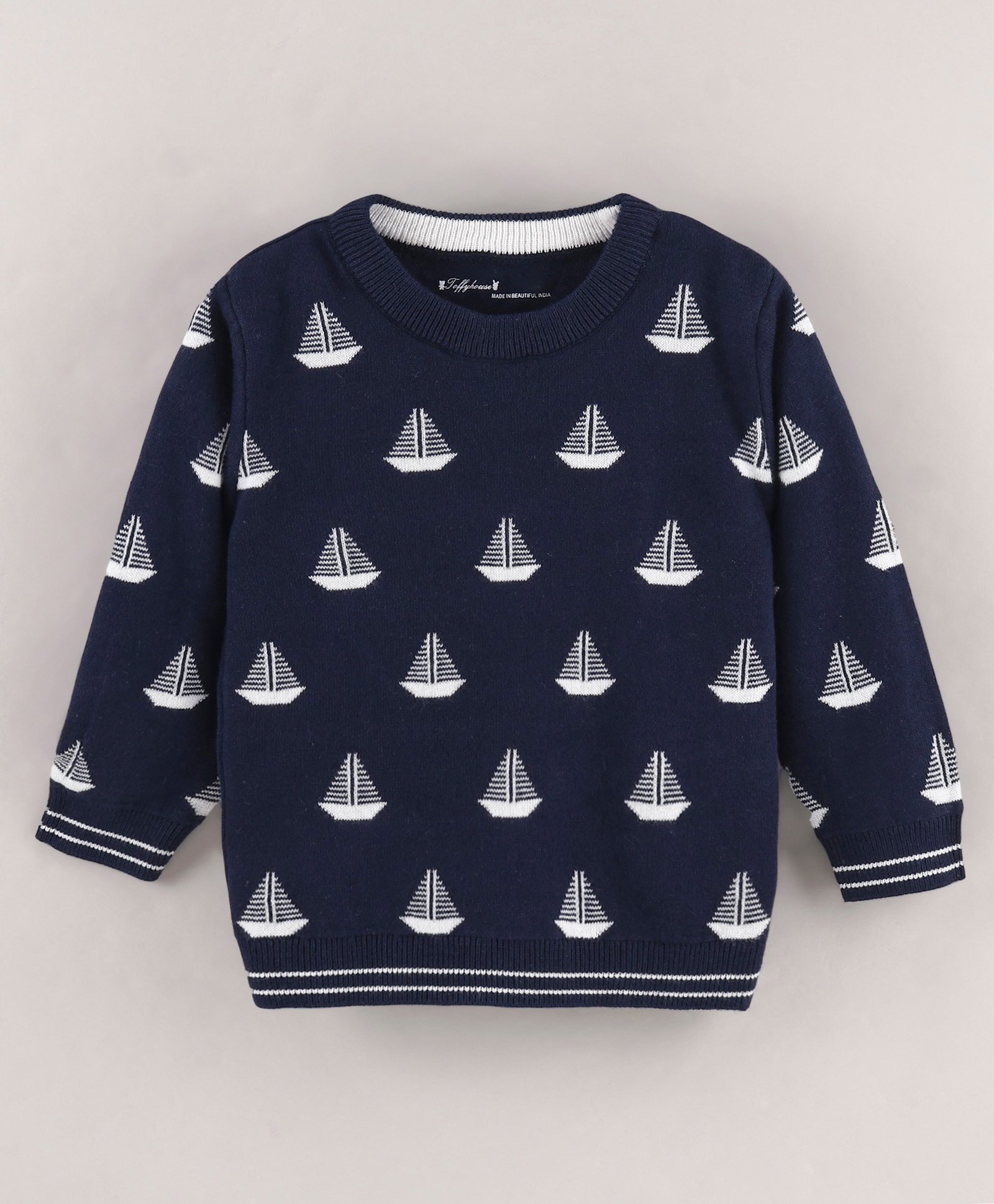 ToffyHouse Full Sleeves Ship Printed Winter Tee - Navy Blue-picture-36