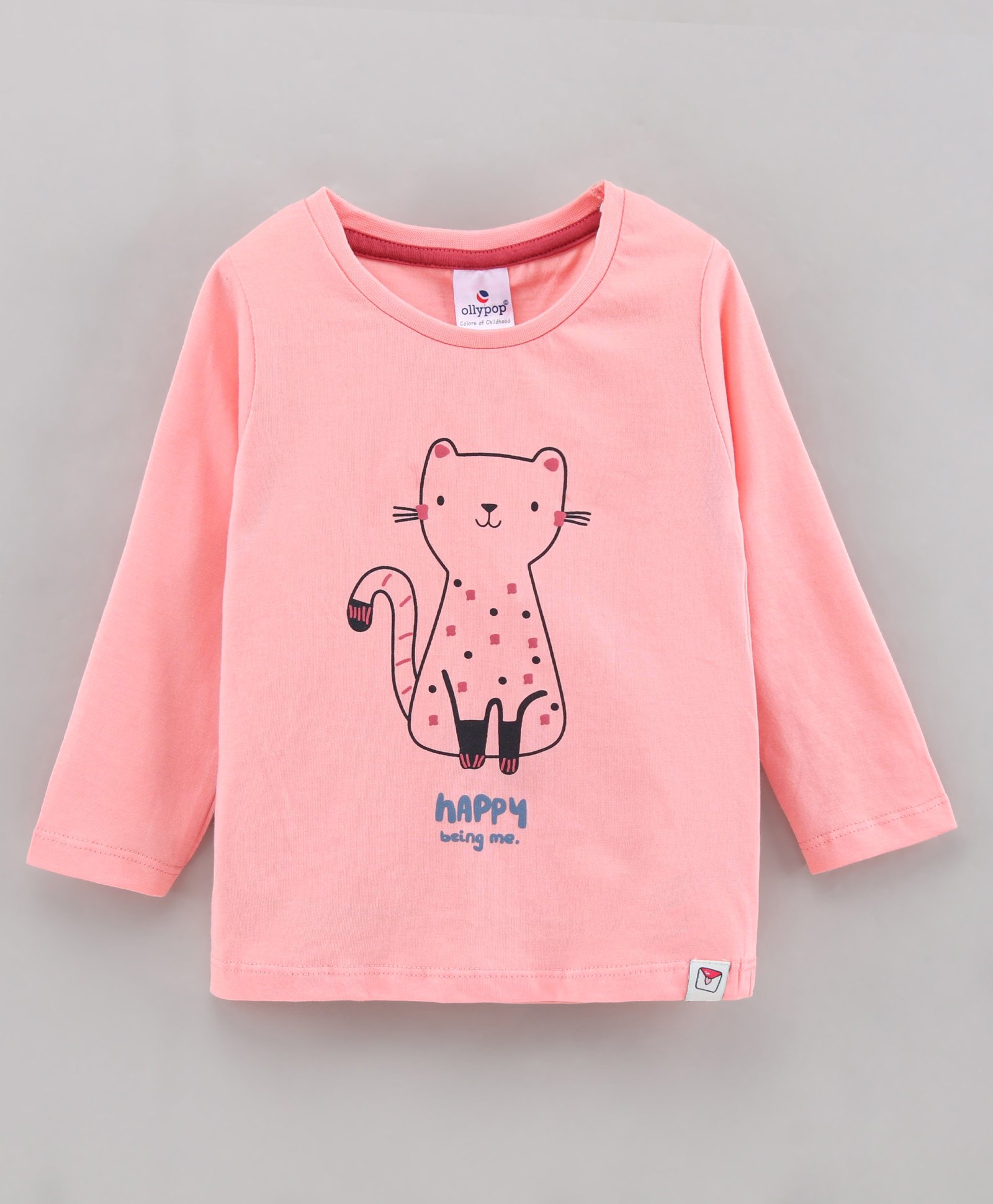 Ollypop Full Sleeves Cotton T-Shirt Multiprint - Pink-image-28