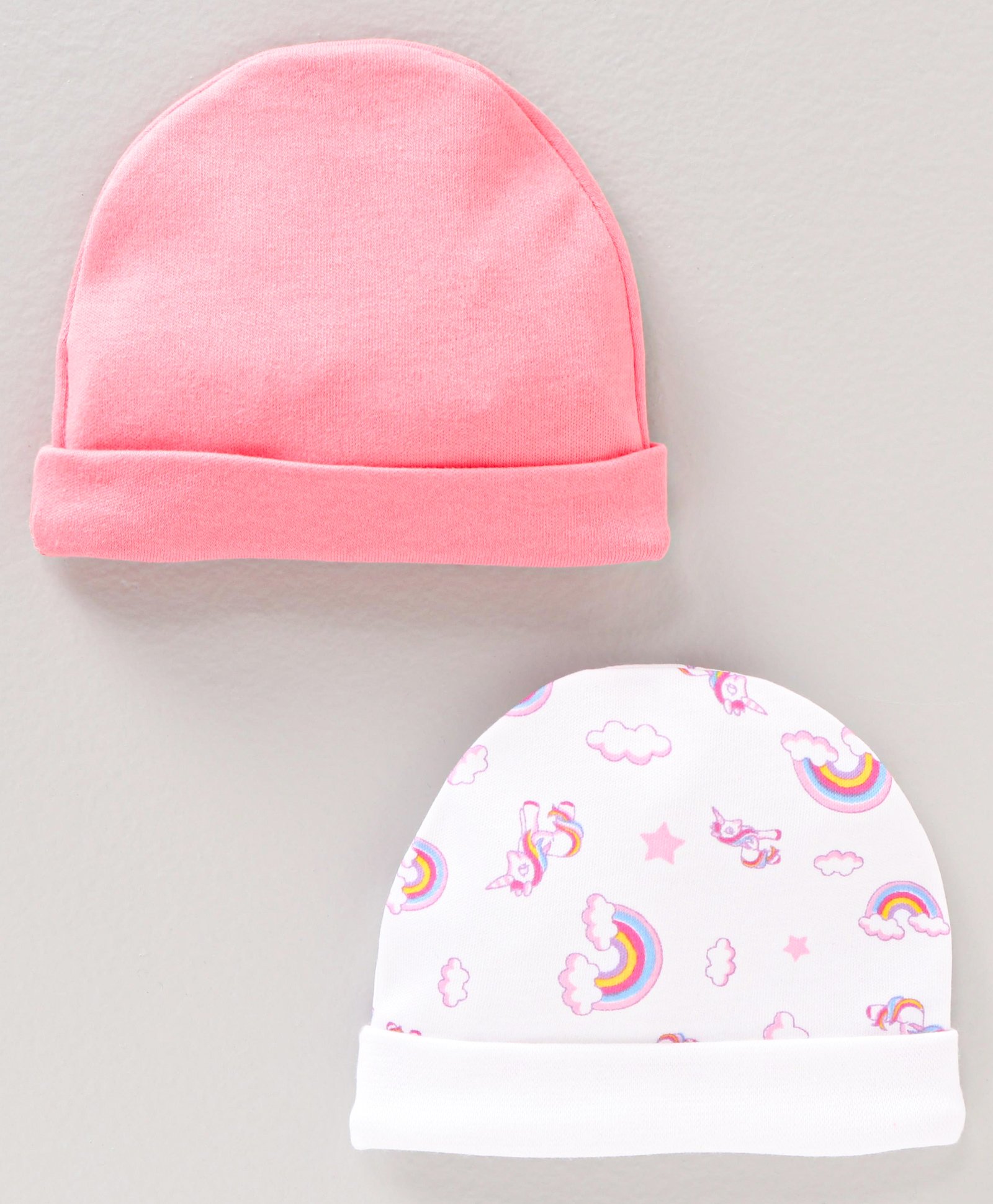 Ben Benny Cotton Knit Caps Printed & Solid Multicolor Pack of 2 - Diameter 8.5 cm-picture-12