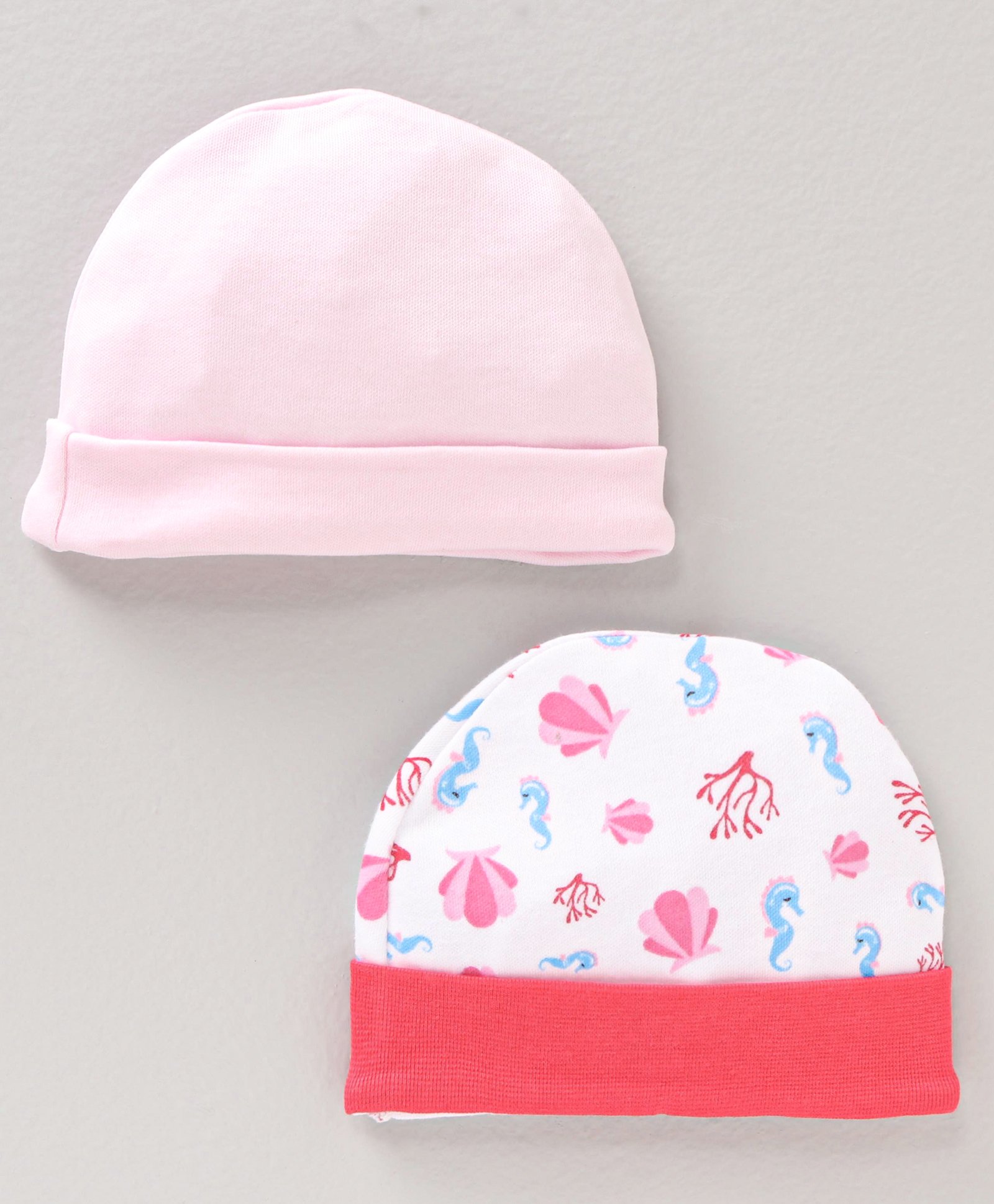 Ben Benny Cotton Knit Caps Printed & Solid Multicolor Pack of 2 - Diameter 8.5 cm-image-6