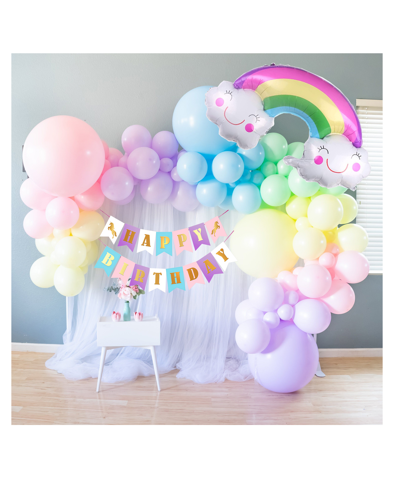 Funcart Unicorn Birthday Balloon And Banner Decoration Multicolor  Pack Of 52-image-17