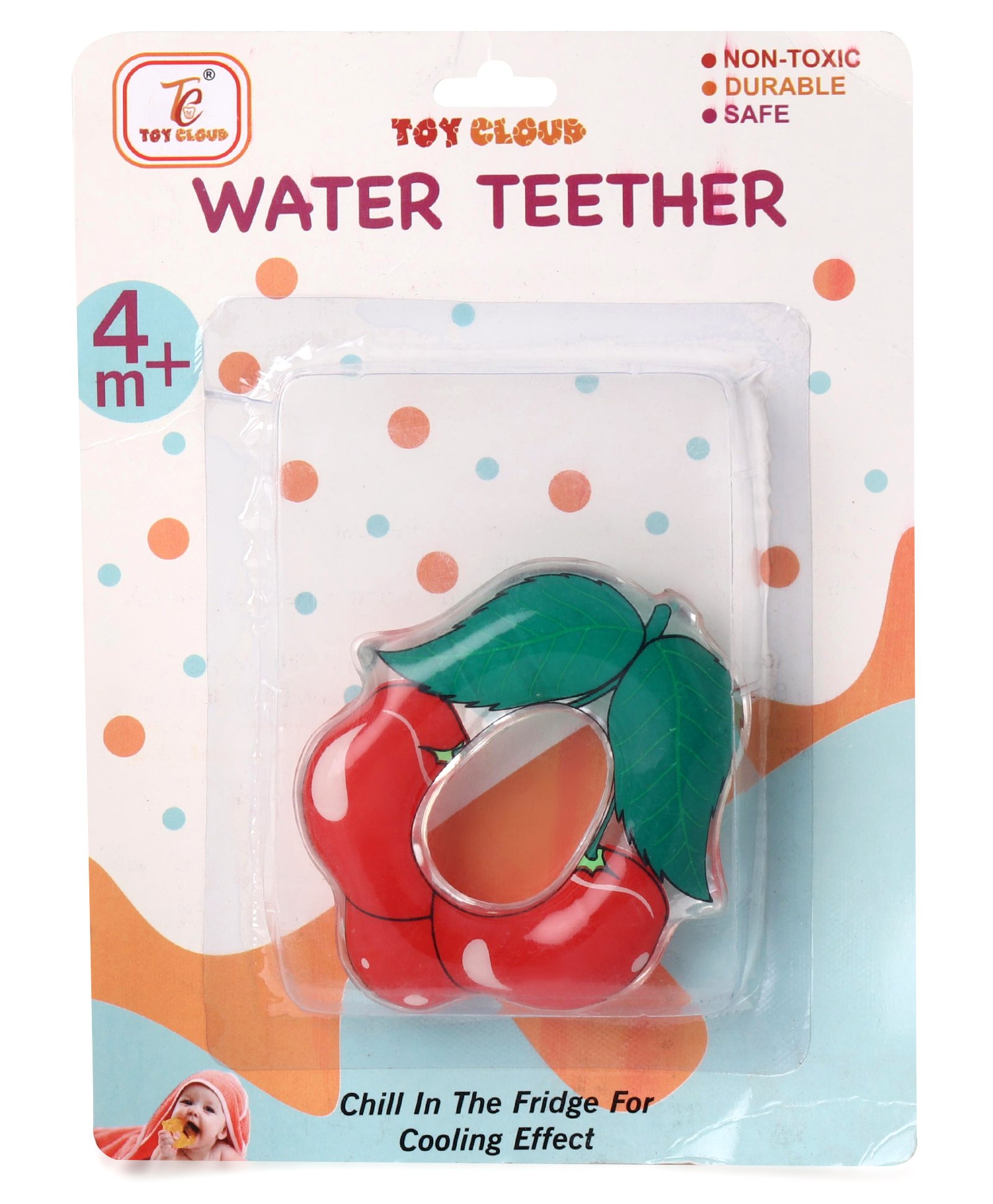 Toy Cloud Cherry Shape Natural Silicon Teether - Red-picture-17