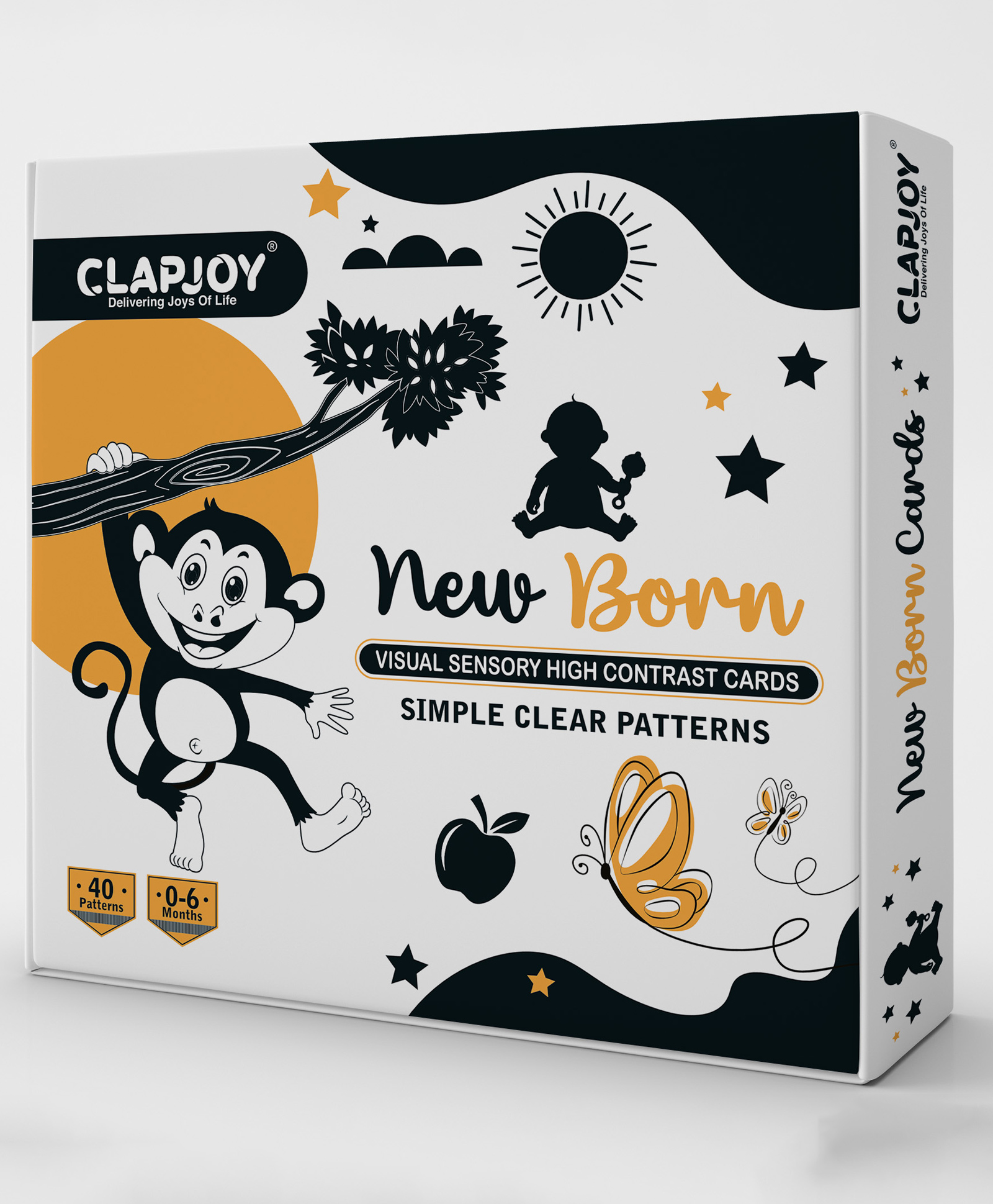 Clapjoy Black and White Flash Cards for Infant Babies Montessori Sensory Cards Best Gift for New Born Babies - 20 Cards-image-10