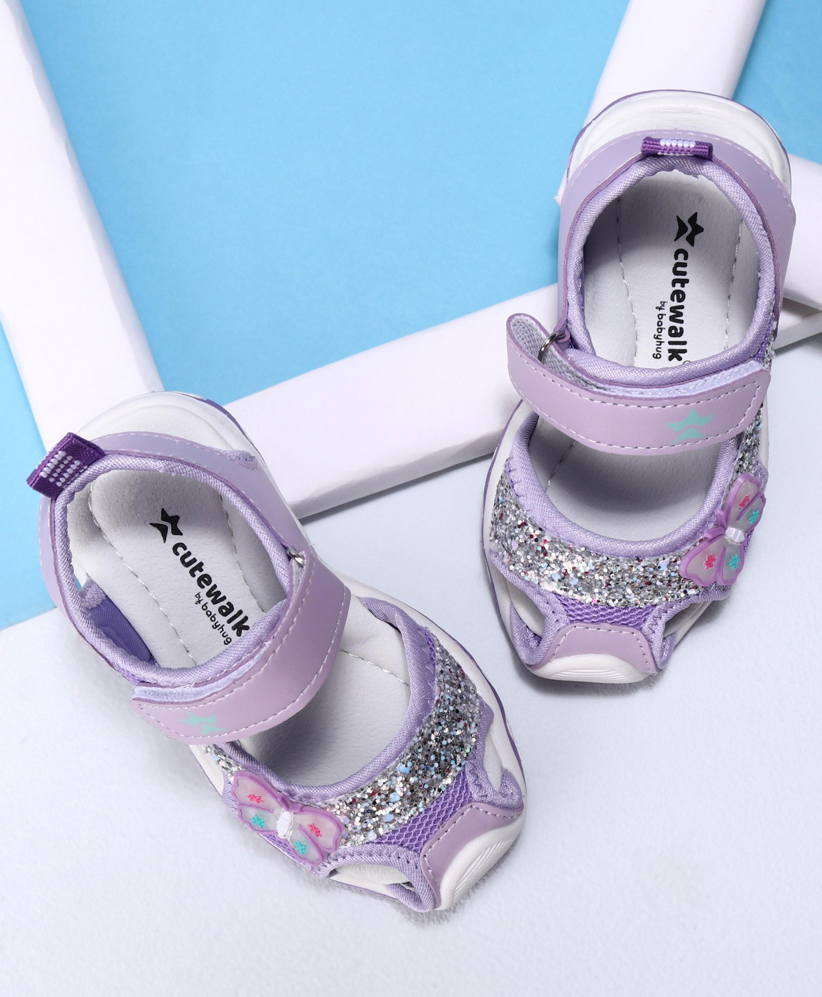 Cute Walk by Babyhug Velcro Closure Embellished Sandals Butterfly Applique- Purple-picture-14