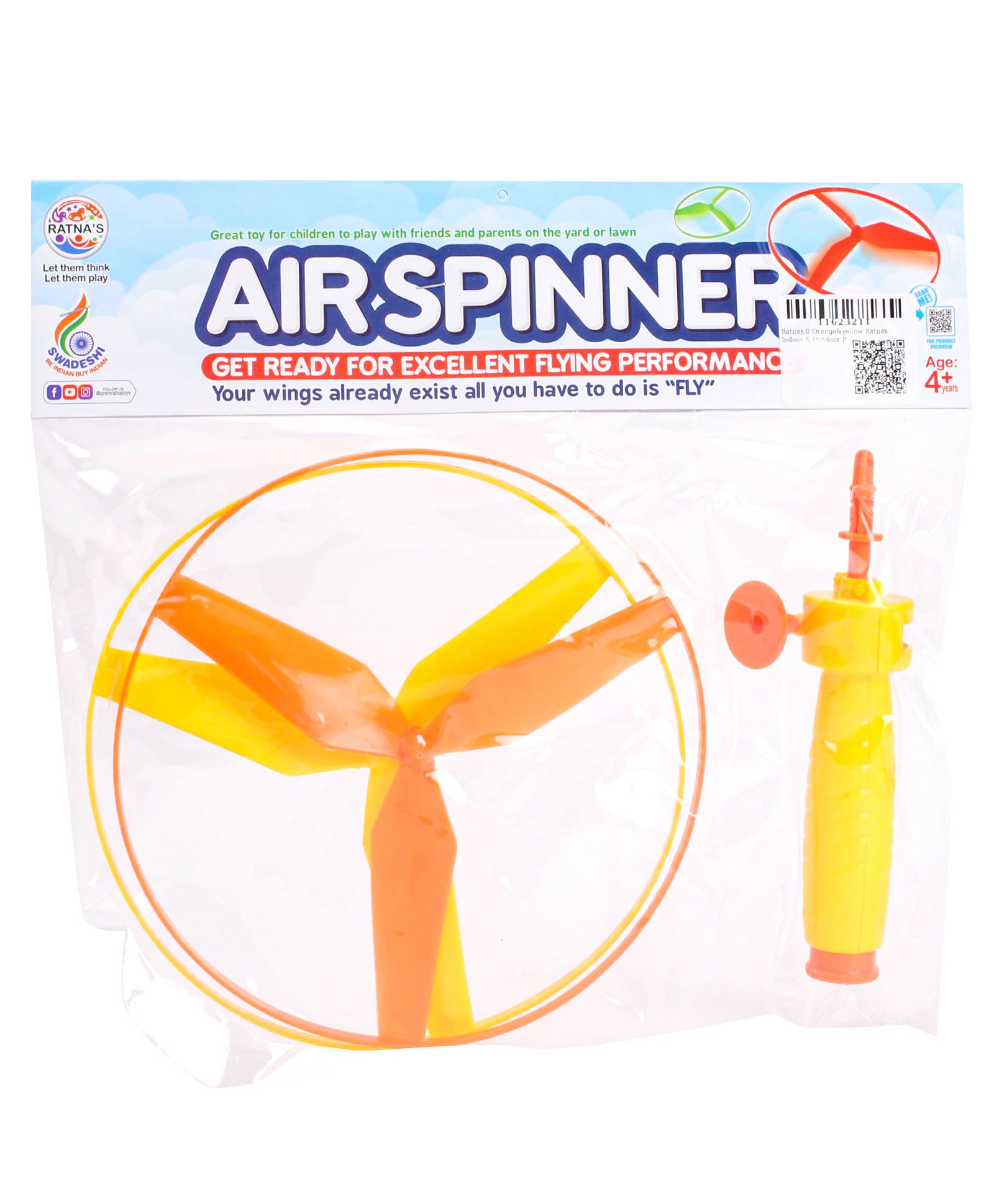 Ratnas Air Spinner Toy- Yellow Orange-image-10