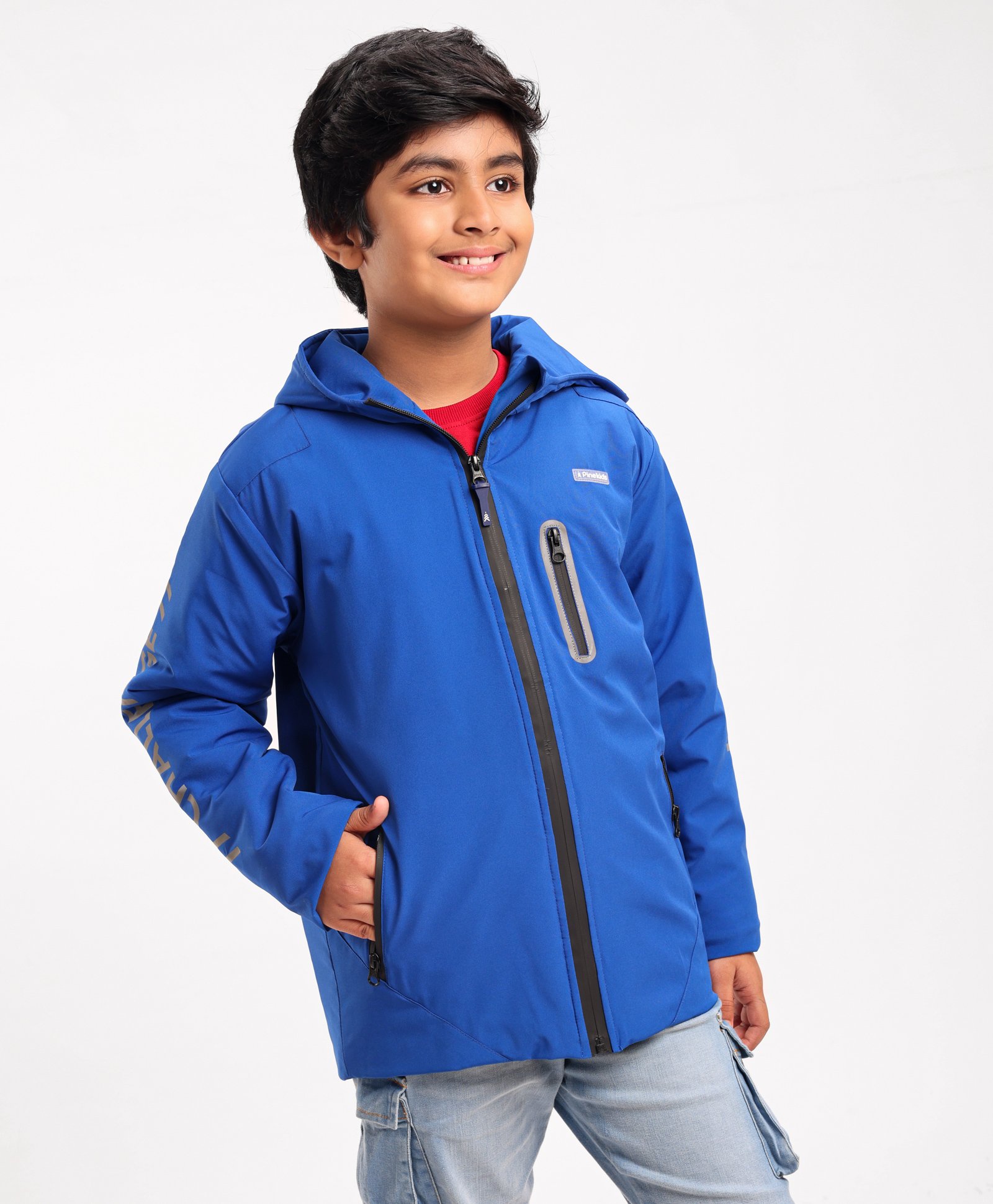 Pine Kids Light Winter Full Sleeves Hooded Solid Colour Sweat Jacket - Royal Blue-picture-18