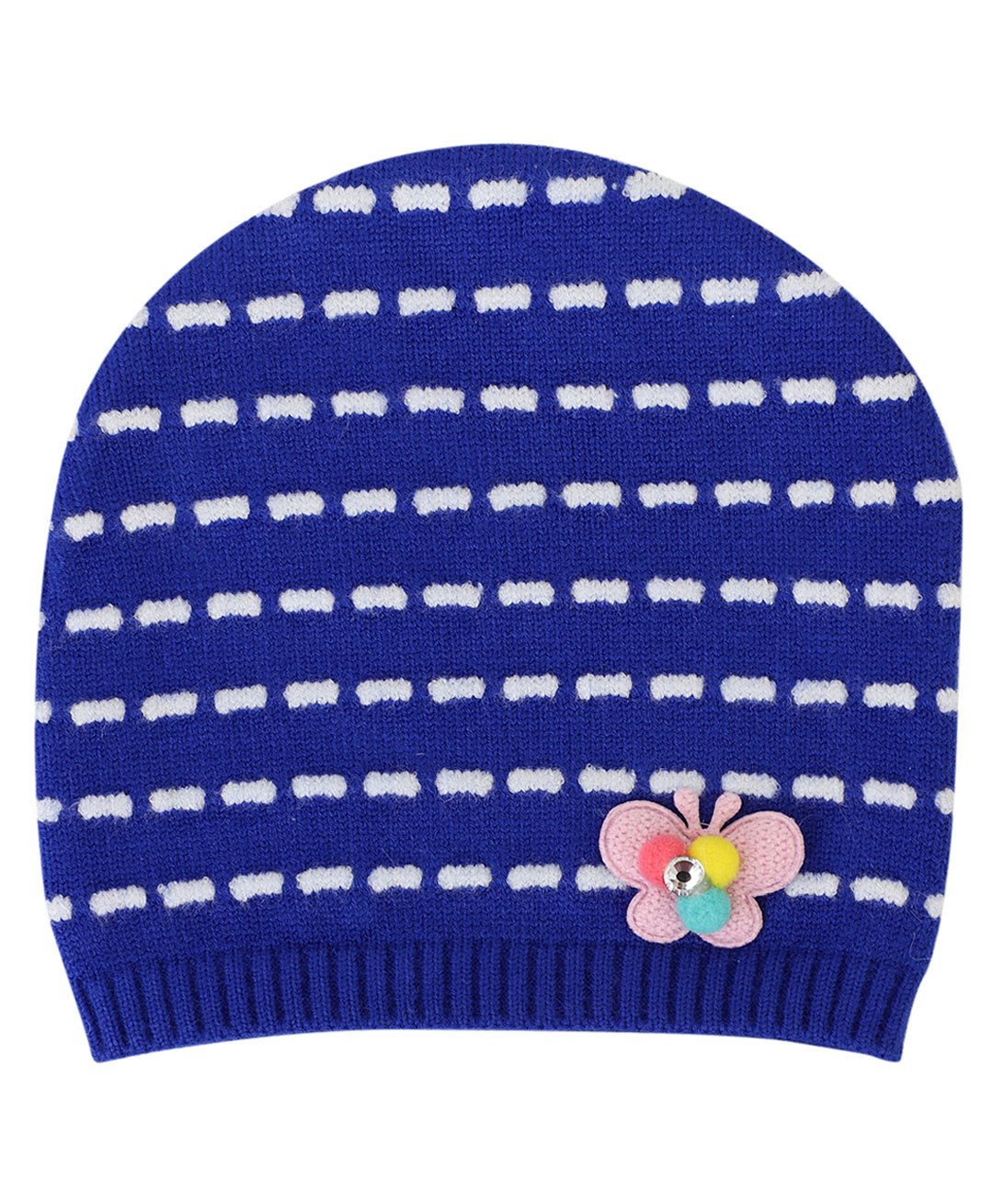 Kid-O-World Butterfly Patched Broken Striped Beanie - Dark Blue-picture-20
