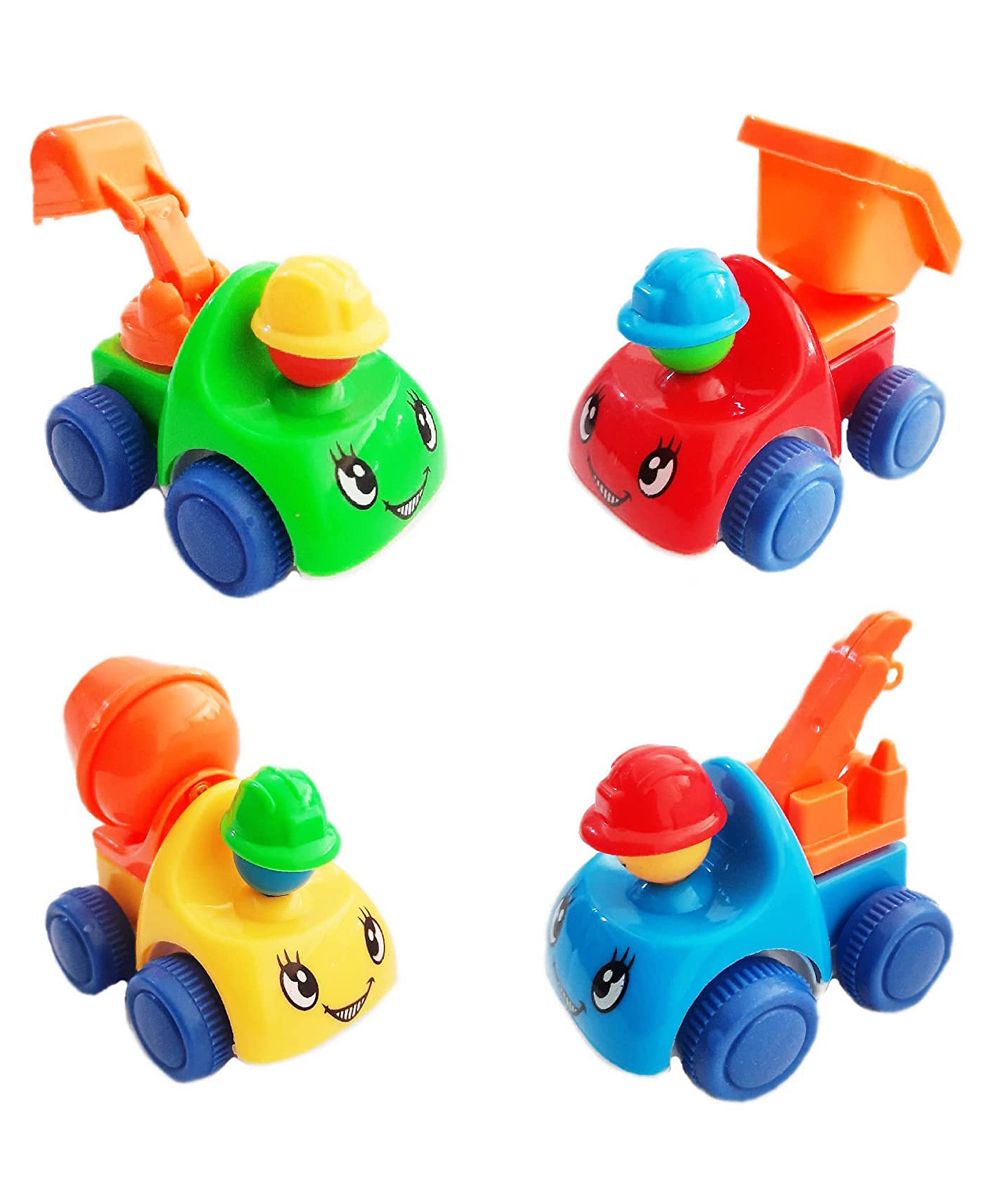 vparents VParents Friction Powered Excavator Truck Cartoon Character Construction Truck Vehicle Toys Action Figure Play - Pack Of 4-picture-46