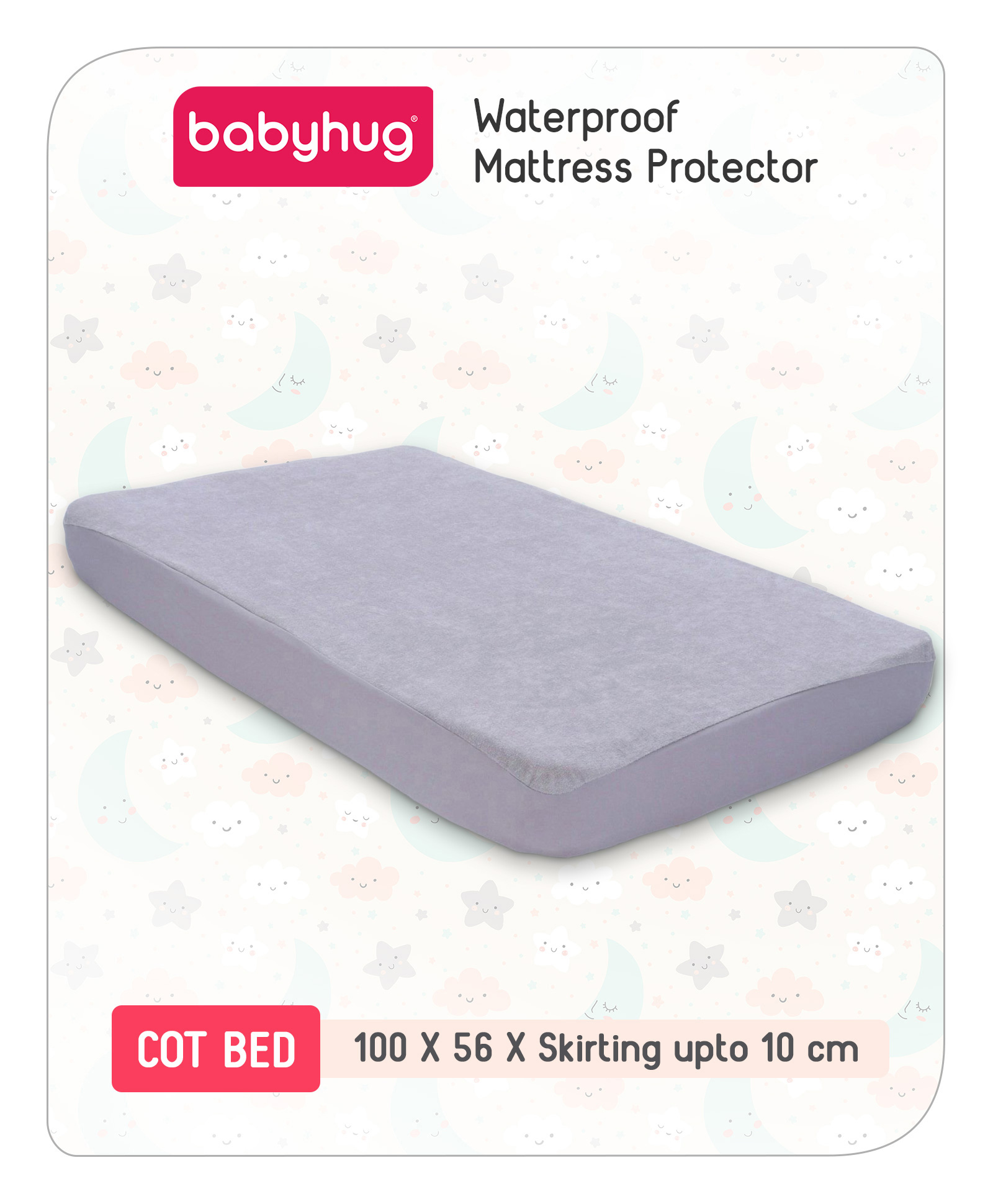 Babyhug Waterproof Mattress Protector Covers -Grey-image-12