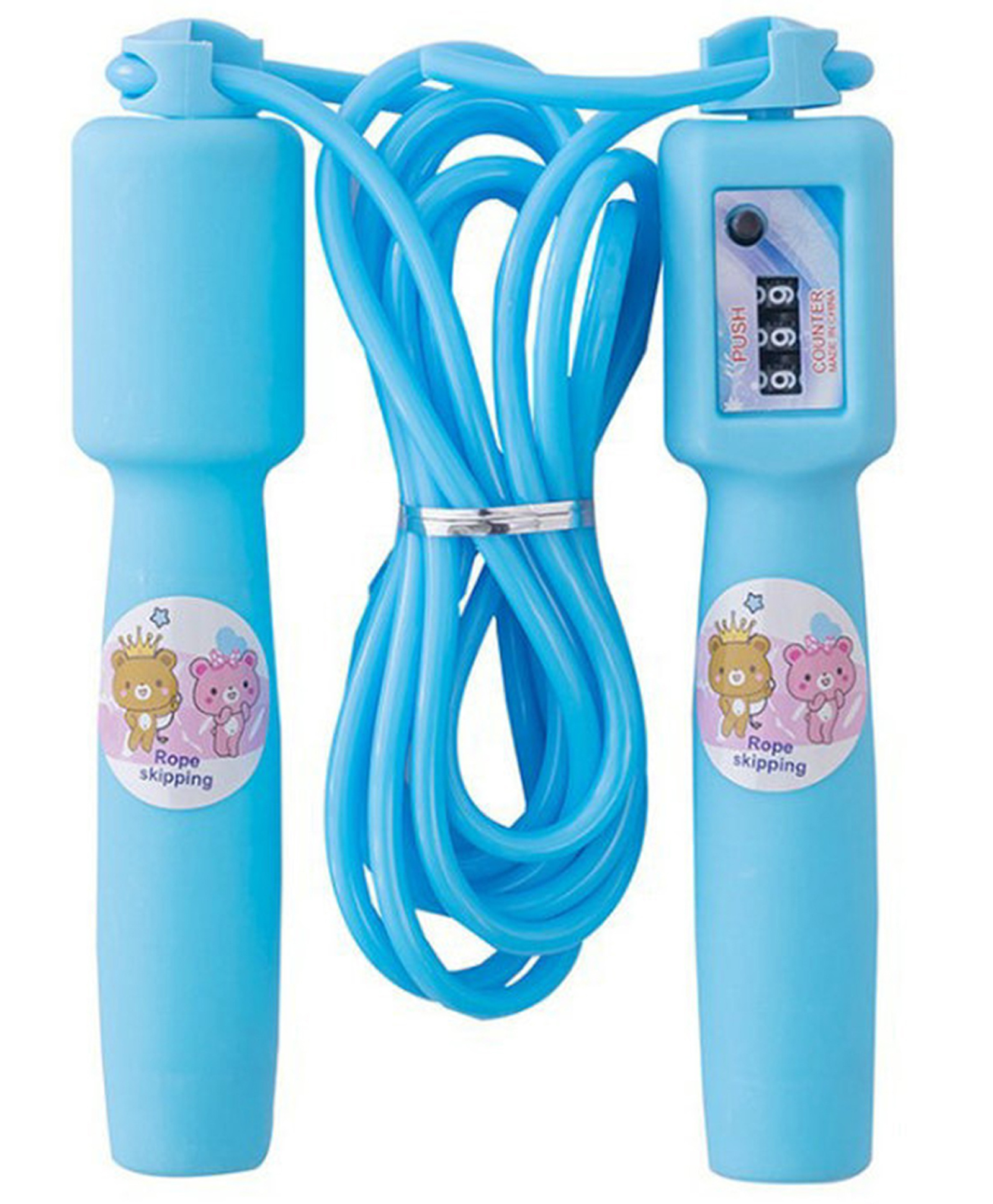 SYGA Children's Fitness Jump Rope Electronic Counting Skip Rope 3.0 Meter Rope Sponge Anti Slip Handle for Kids - Blue-image-1