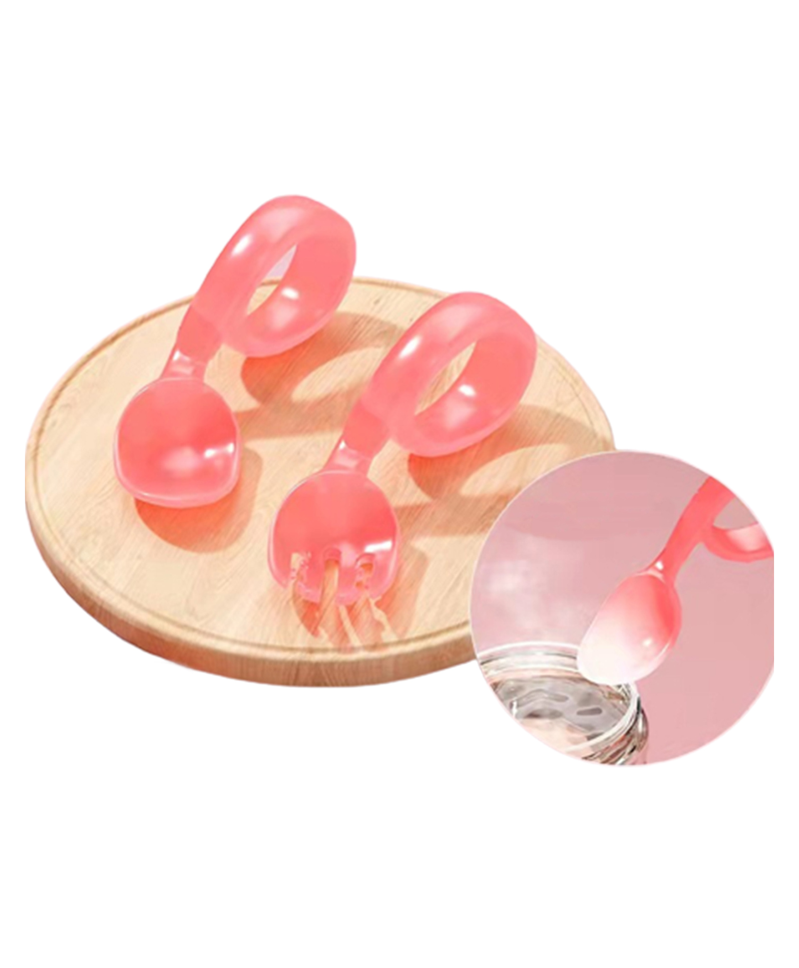 SYGA Infant Baby Fork And Spoon Set Anti-Choke Self Feeding Accessories Pack of 2 -  Pink-image-26