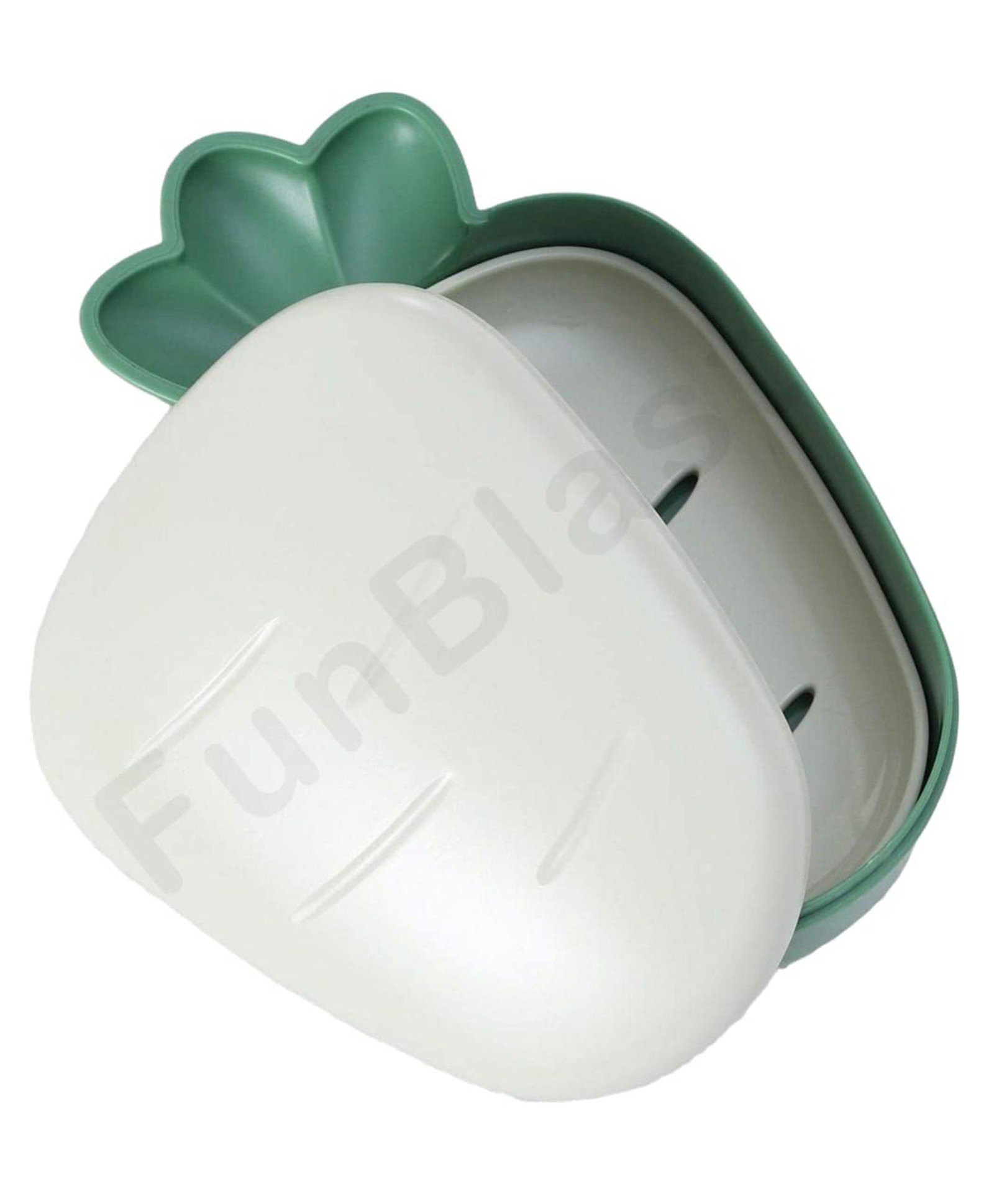 FunBlast Carrot Shaped Soap Box Holder with Cover - Green White-picture-25