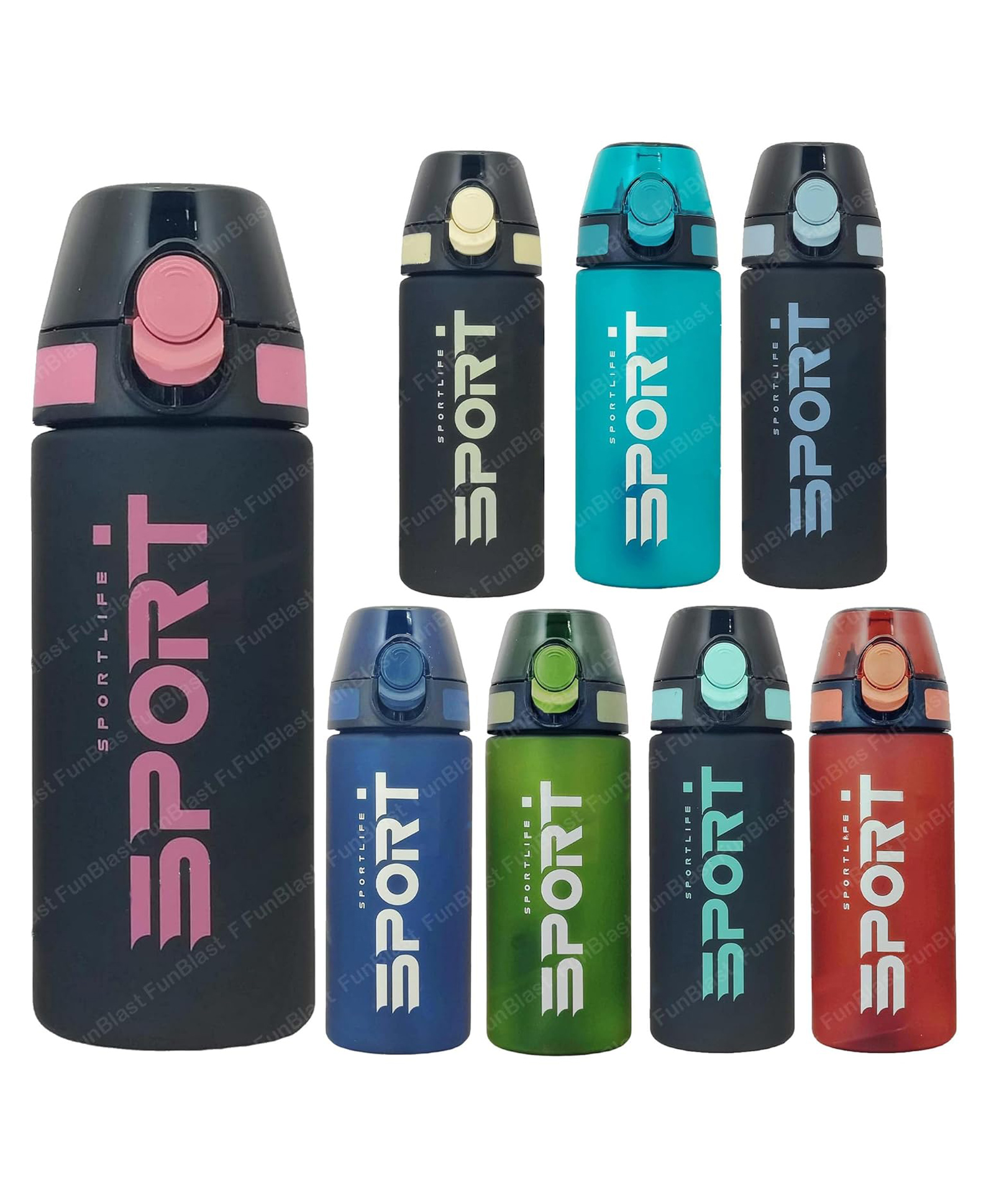 FunBlast Water Bottle With Straw Black Pink  500 ml-picture-38