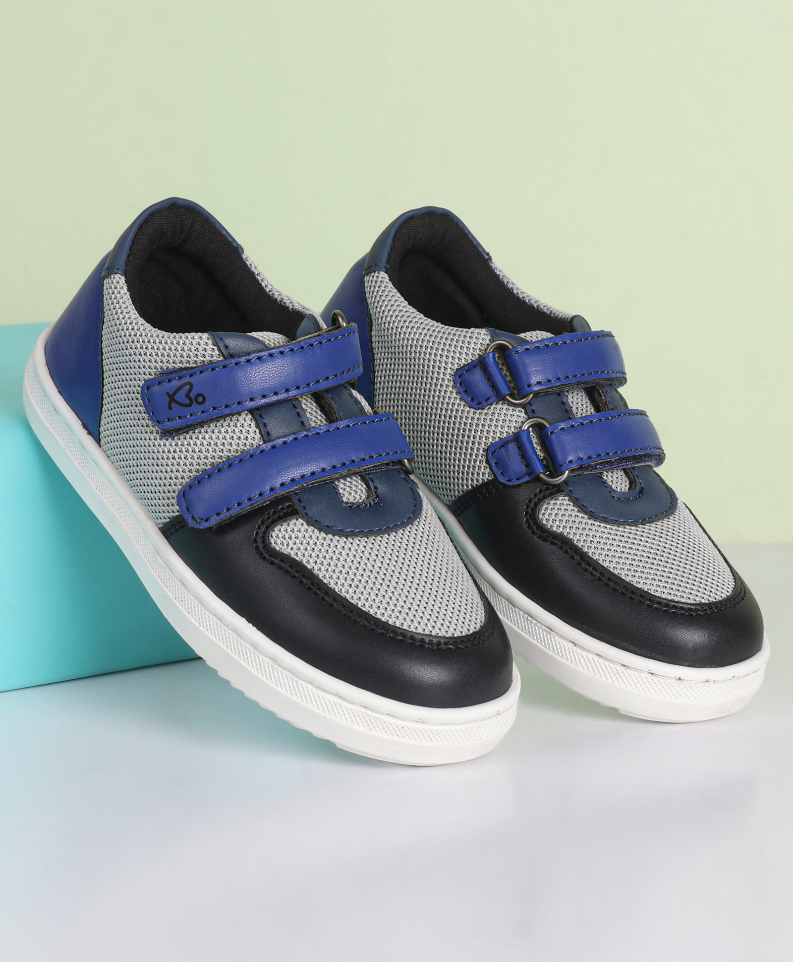 Babyoye Color Block Casual Shoes with Velcro Closure - Blue-image-7