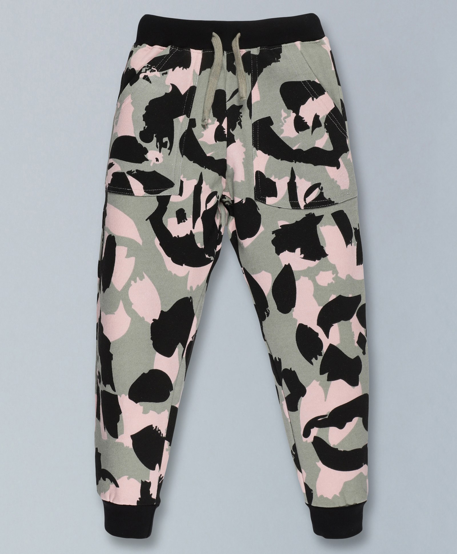 Kiddopanti Abstract Print Full Length Track Pant - Green-image-38