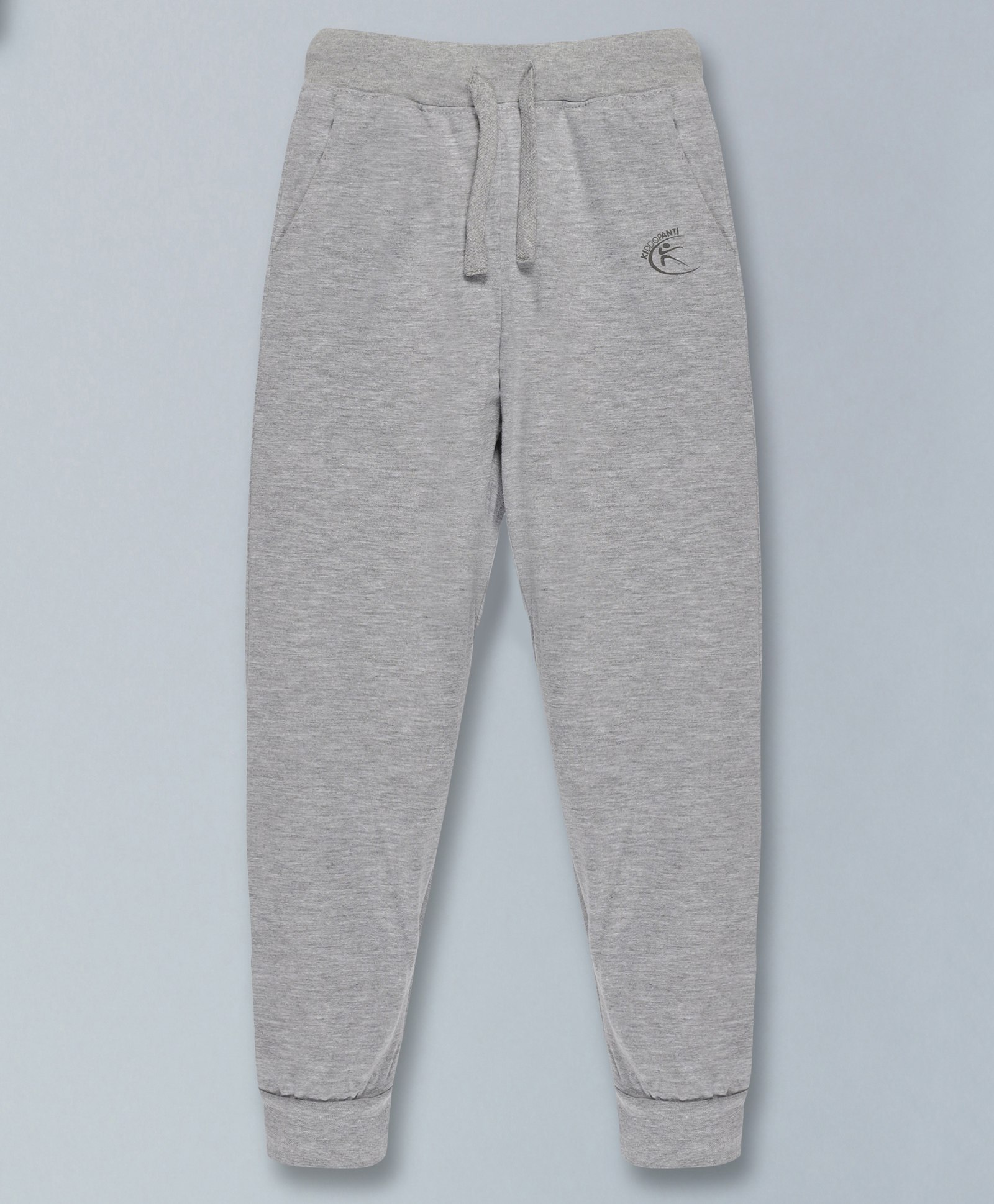 Kiddopanti Unisex Solid Full Length Track Pant - Grey Melange-picture-12