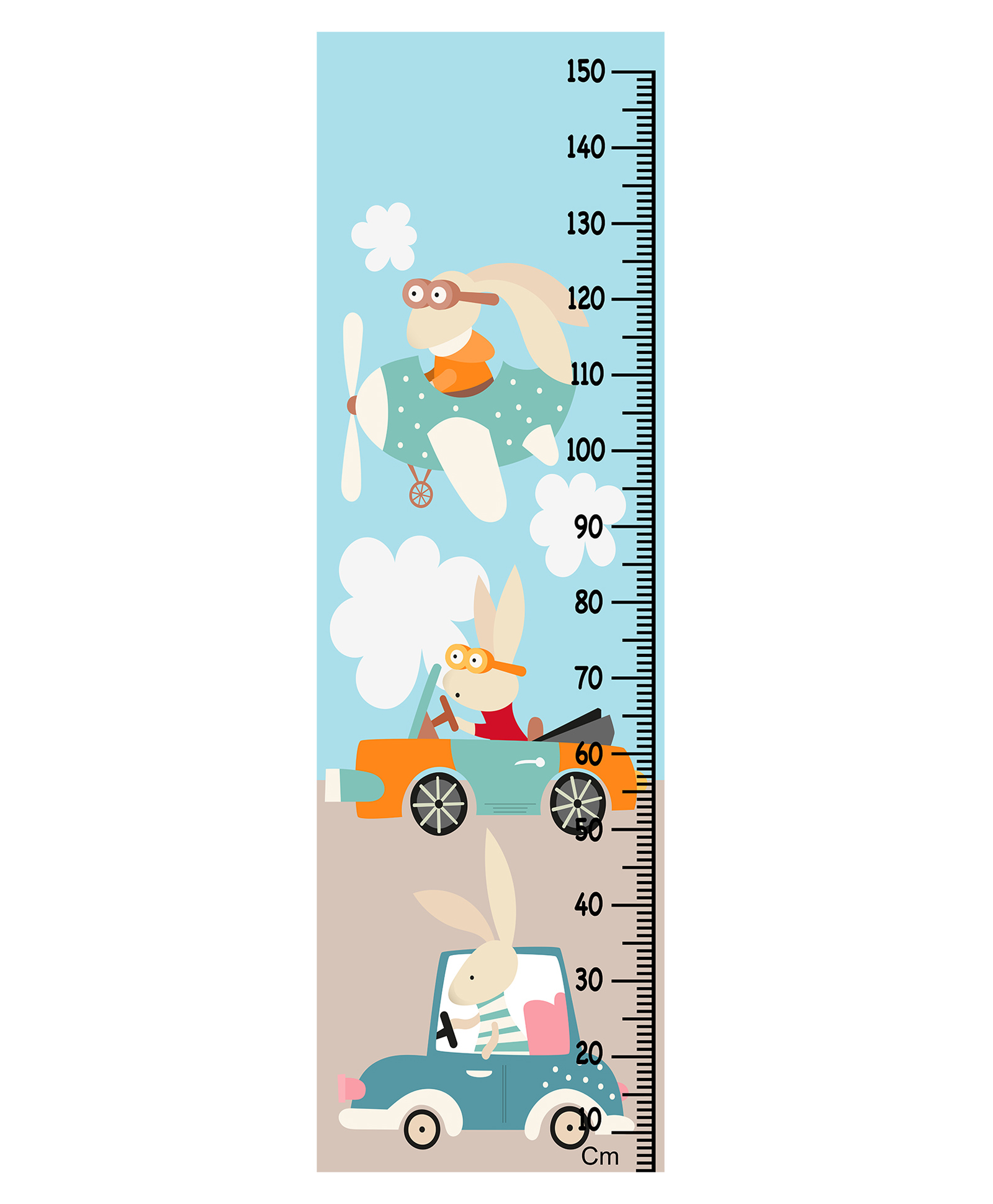 WENS Height & Growth Wall Chart Rabbit Print - Multicolor-image-4