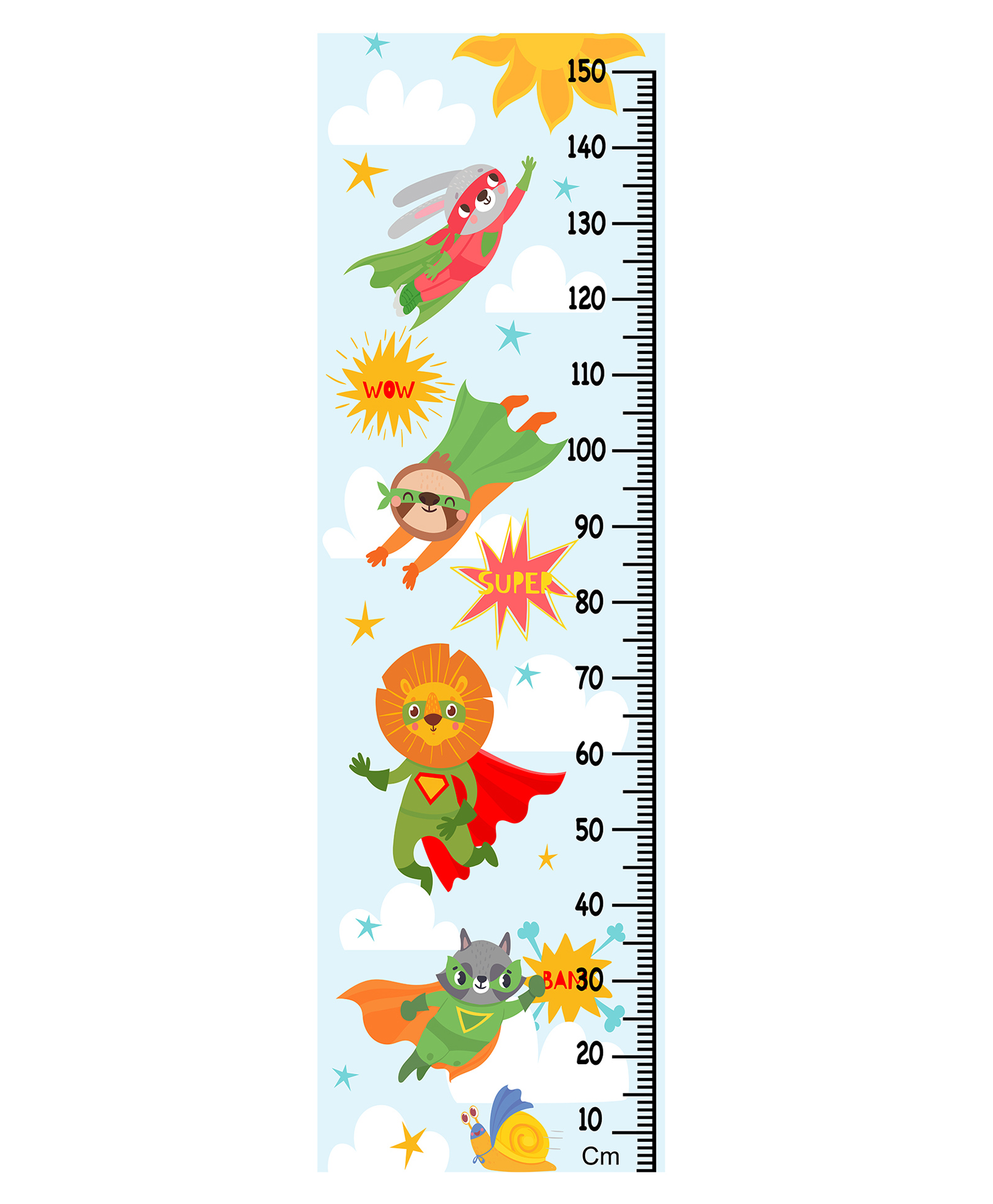 Wens Cute Super Hero Height Chart Wall Decal Growth Chart - MultiColor-image-33
