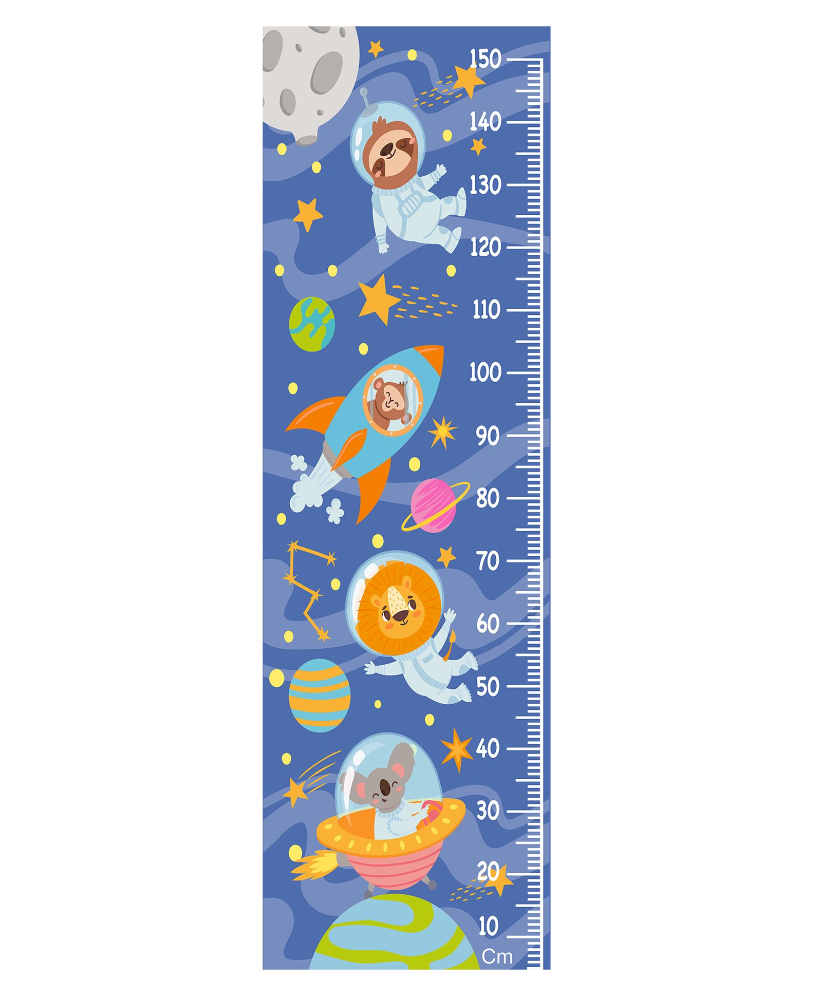 Wens Cute Animals In Space Height Chart Wall Decal Growth Chart Vinyl - MultiColor-image-22
