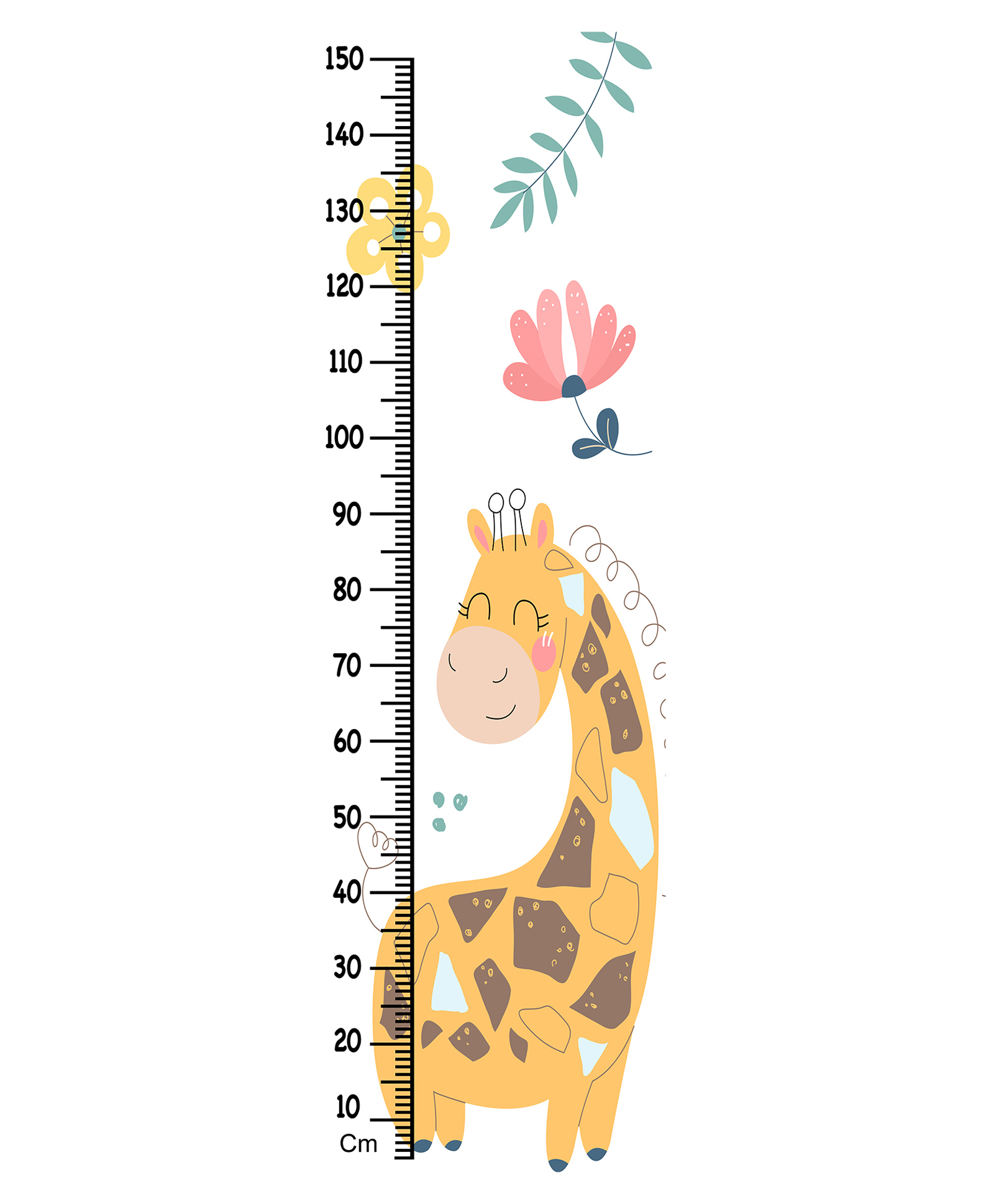 WENS Cute Giraffe Height Chart Wall Decal Growth Chart Vinyl - MultiColor-image-40
