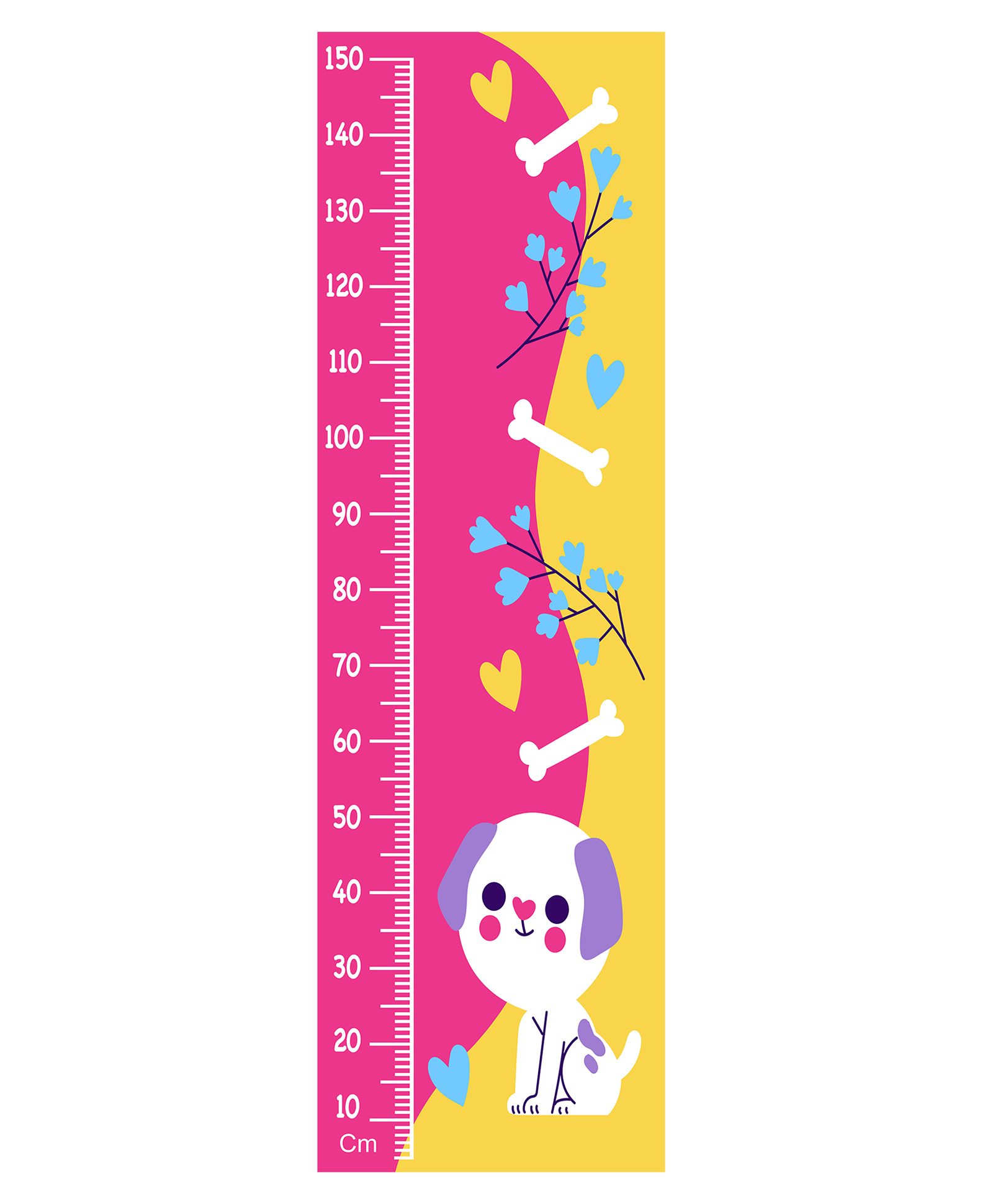 WENS Cute Puppy Height Chart Wall Decal Growth Chart Vinyl - MultiColor-image-26