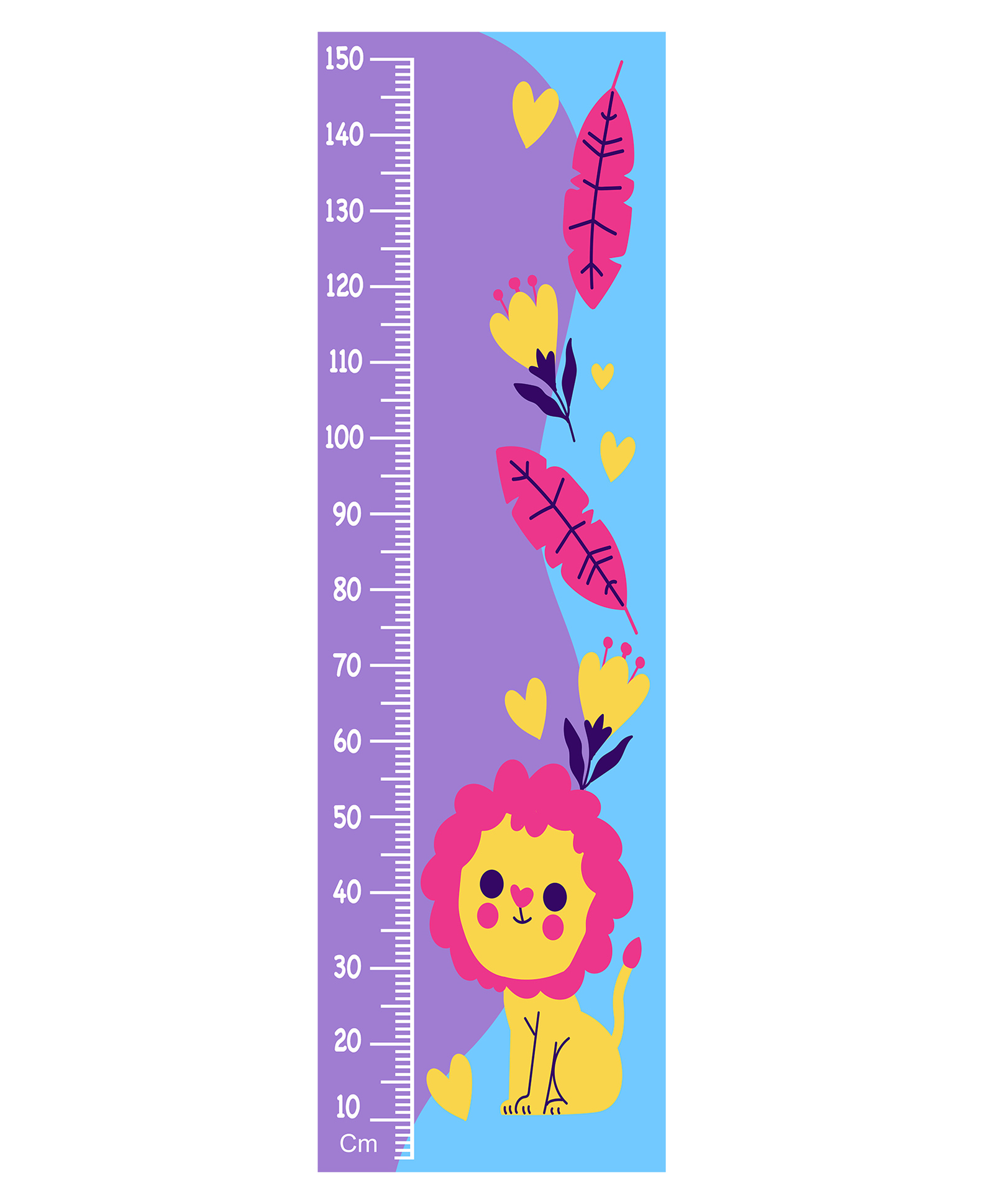 WENS Baby Lion Height Chart Wall Decal Growth Chart Vinyl - MultiColor-image-46