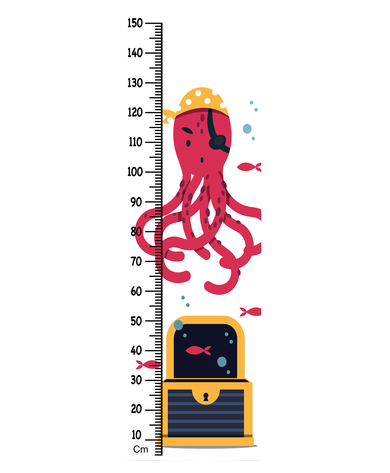 WENS Octopus Height Chart Wall Decal Growth Chart Vinyl - MultiColor-image-4