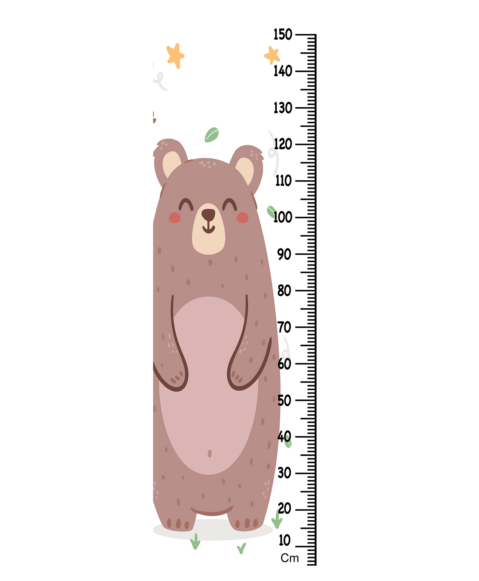 WENS Cute Bear Height Chart Wall Decal Growth Chart Vinyl - Multi Color-picture-11