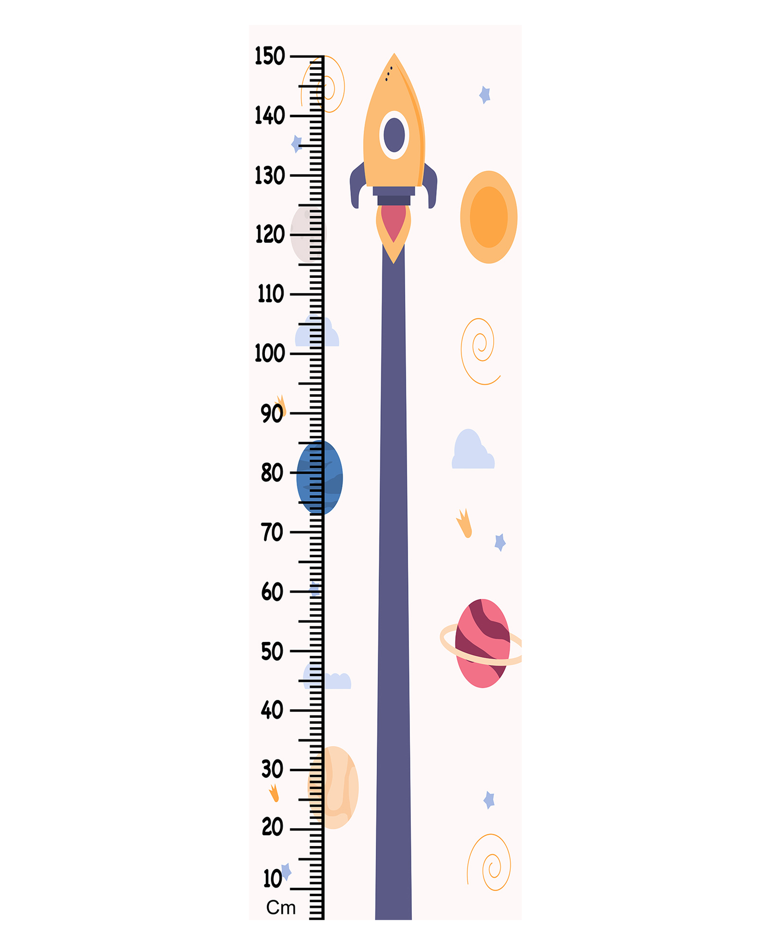 WENS Rocket Ride Height Chart Wall Decal Growth Chart Vinyl - MultiColor-image-7