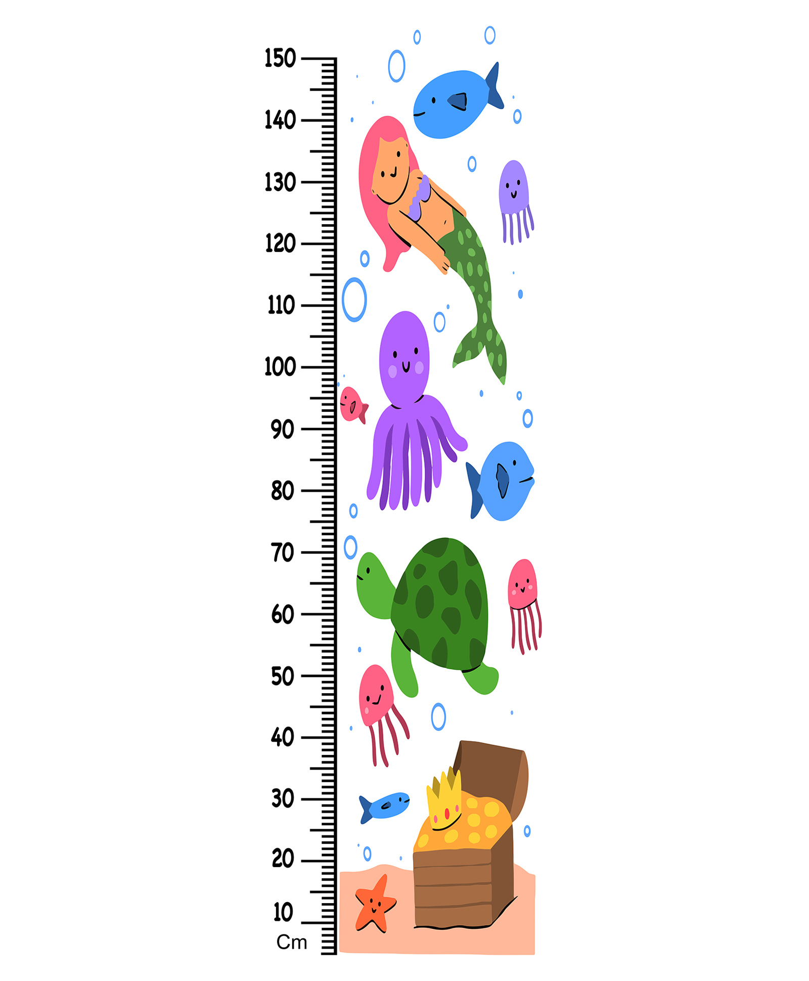 WENS Under Sea Height Chart Wall Decal Growth Chart Vinyl - MultiColor-image-49