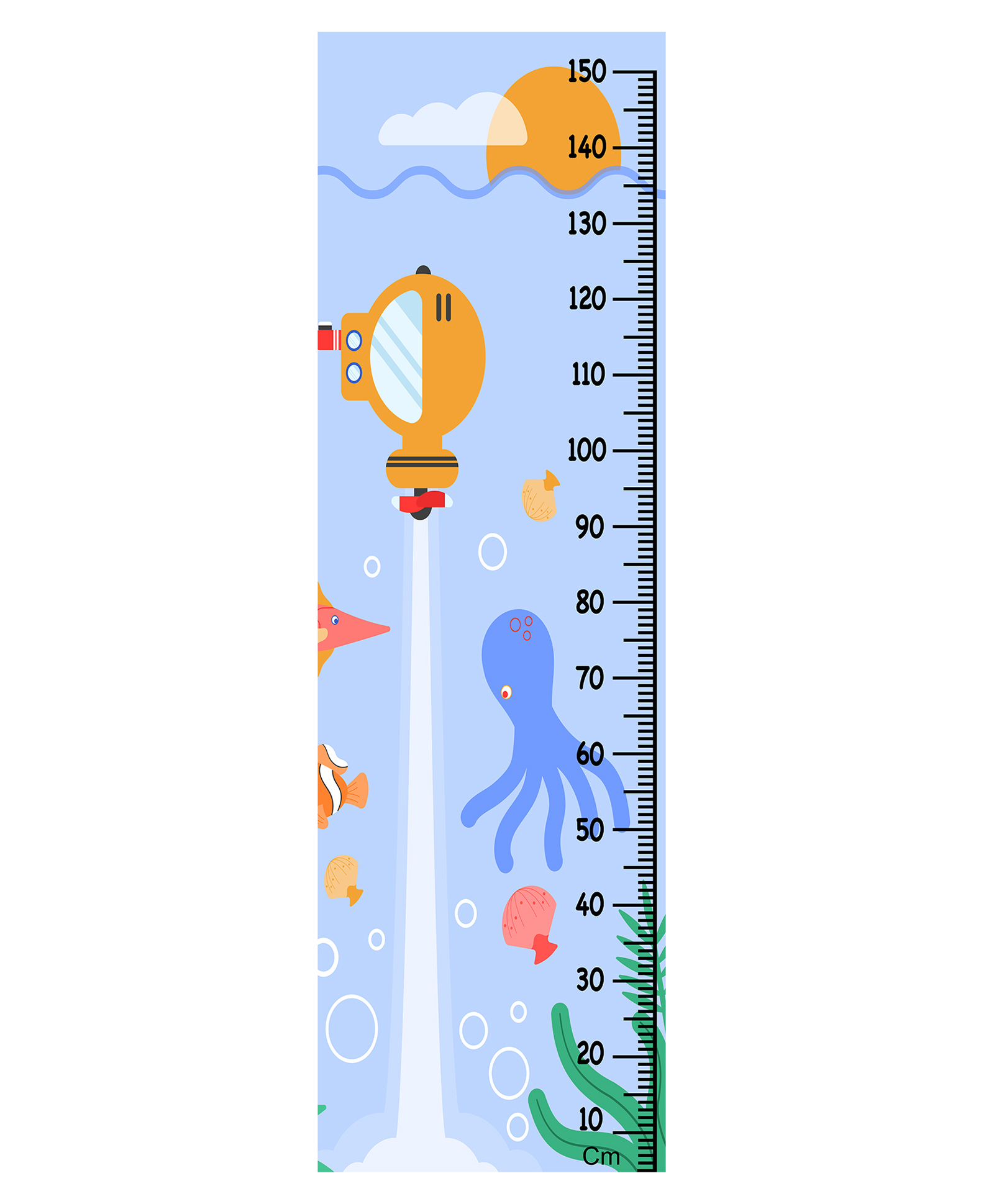 WENS Under Sea Nature Height Chart Wall Decal Growth Chart Vinyl - MultiColor-image-45